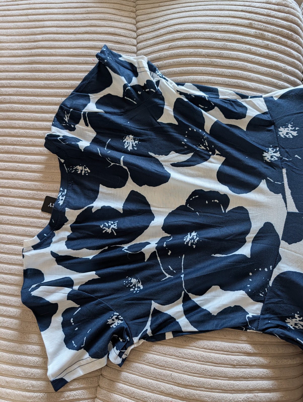 NWT ZABERRY Women’s Navy/White Floral Short Sleeve Round Neck Maxi Dress Size M