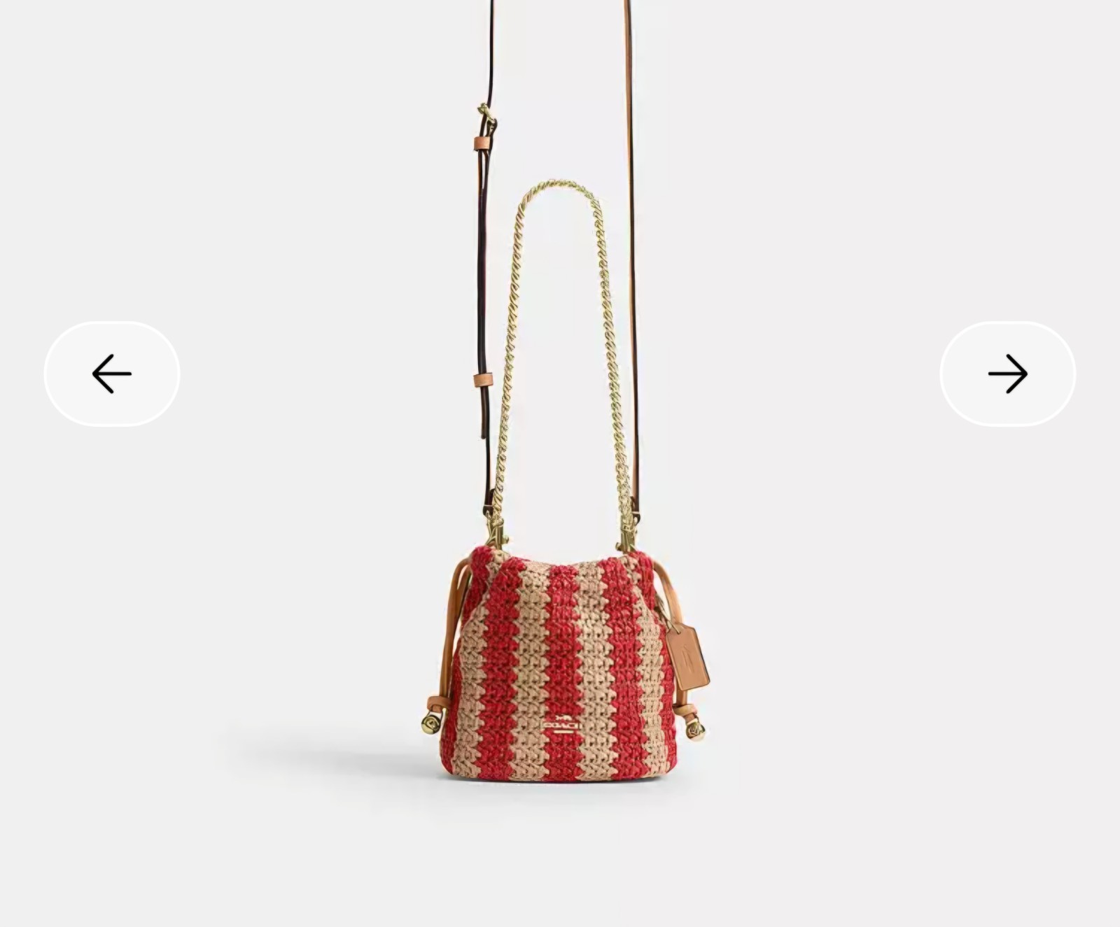Coach Outlet Faye Mini Drawstring Bag – Stripe CEN17 IMZ1Y Red/Tan NWT