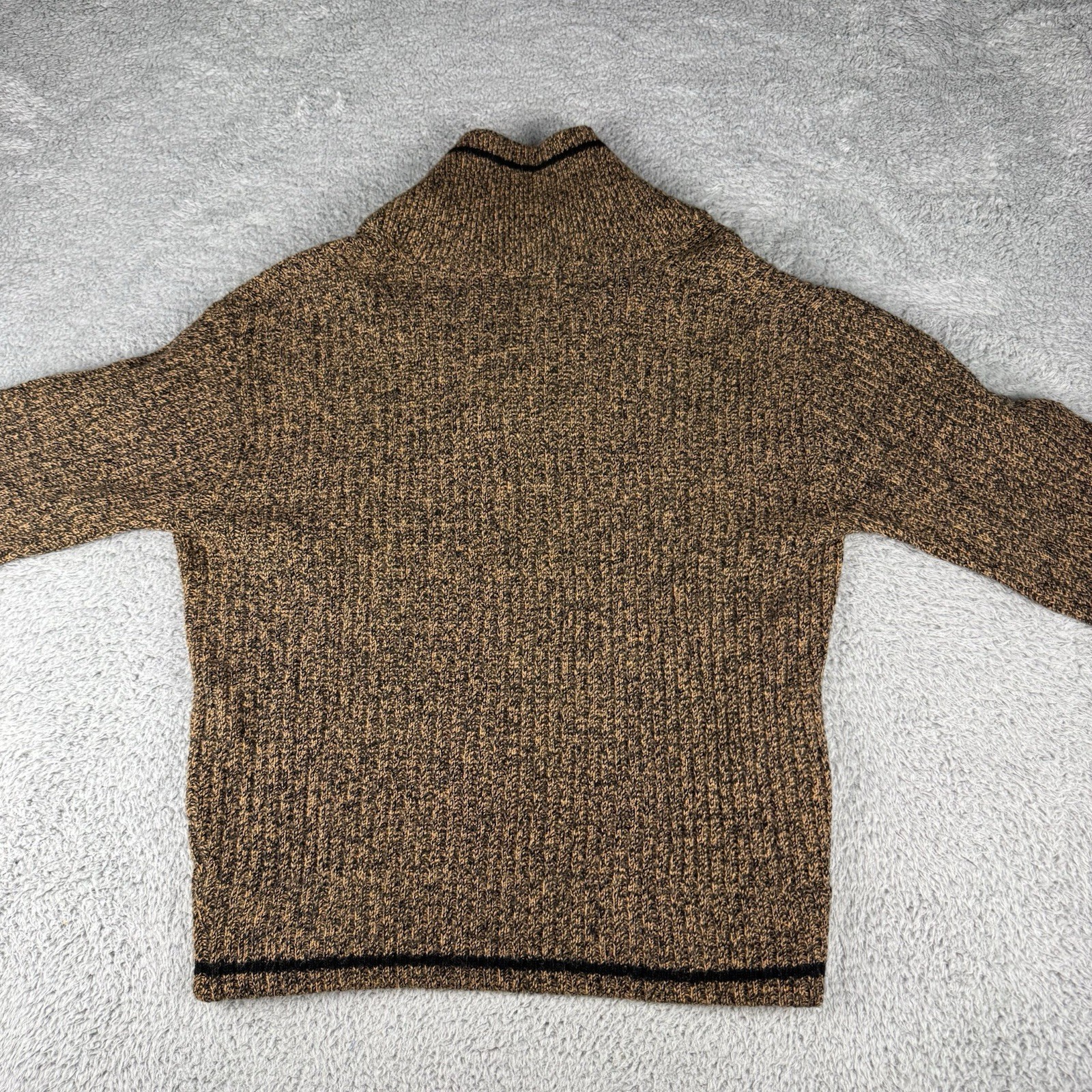 Vintage Womens Barclay Lambs Wool Sweater Black Orange Tan Knit Size Large 14-16