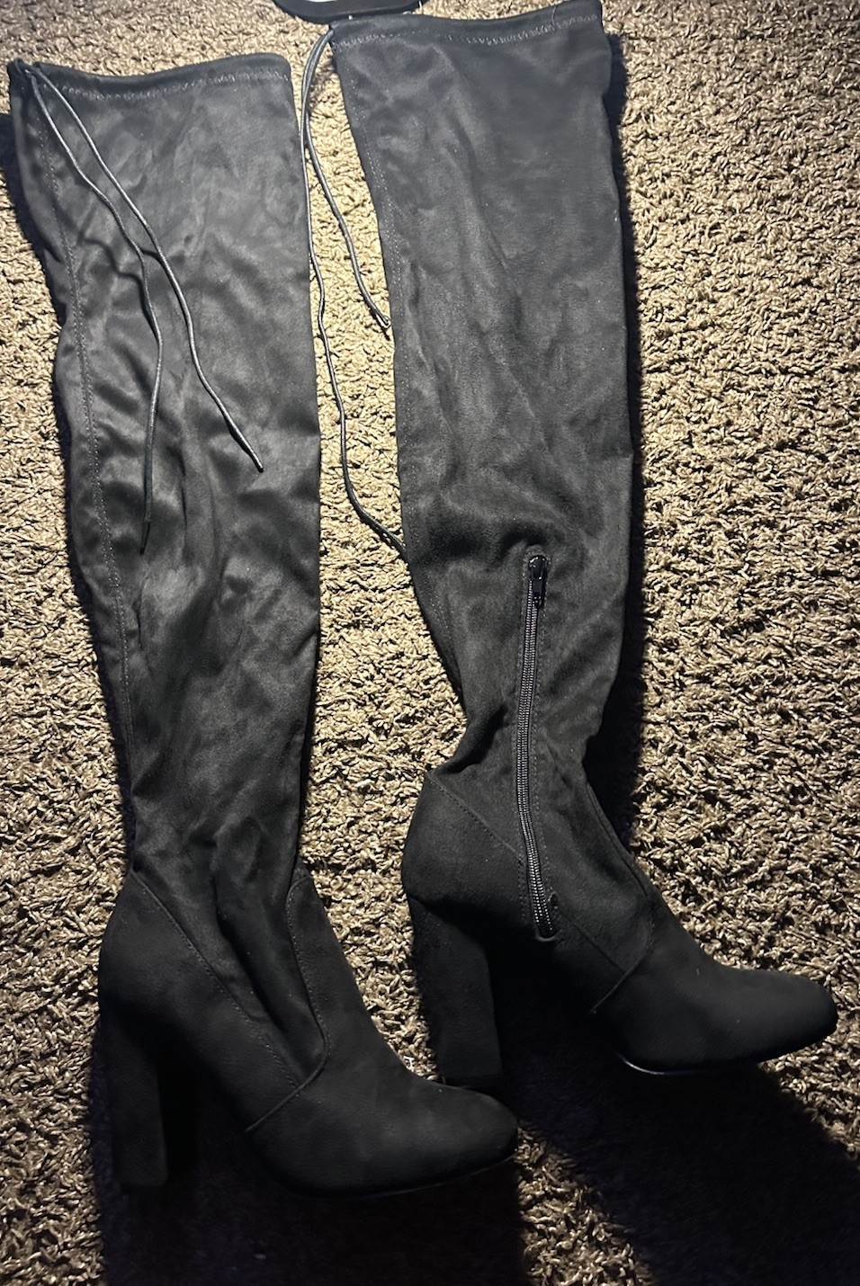 Fashion Nova Women’s Black Thigh-High Over-the-Knee Faux Suede Boots 8