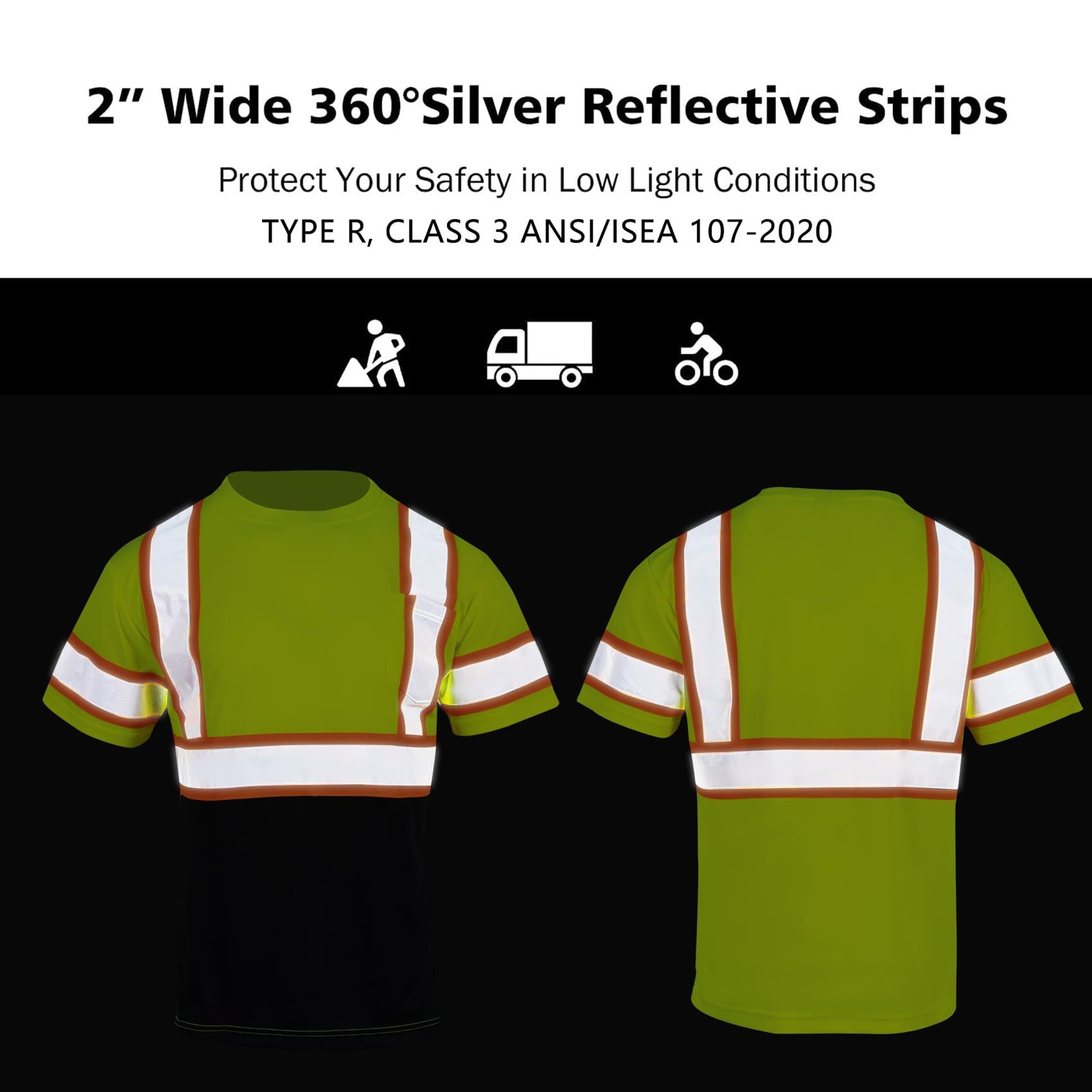 Hi Vis Reflective Safety Shirts for Men ANSI Class 3 High Visibility Construc…