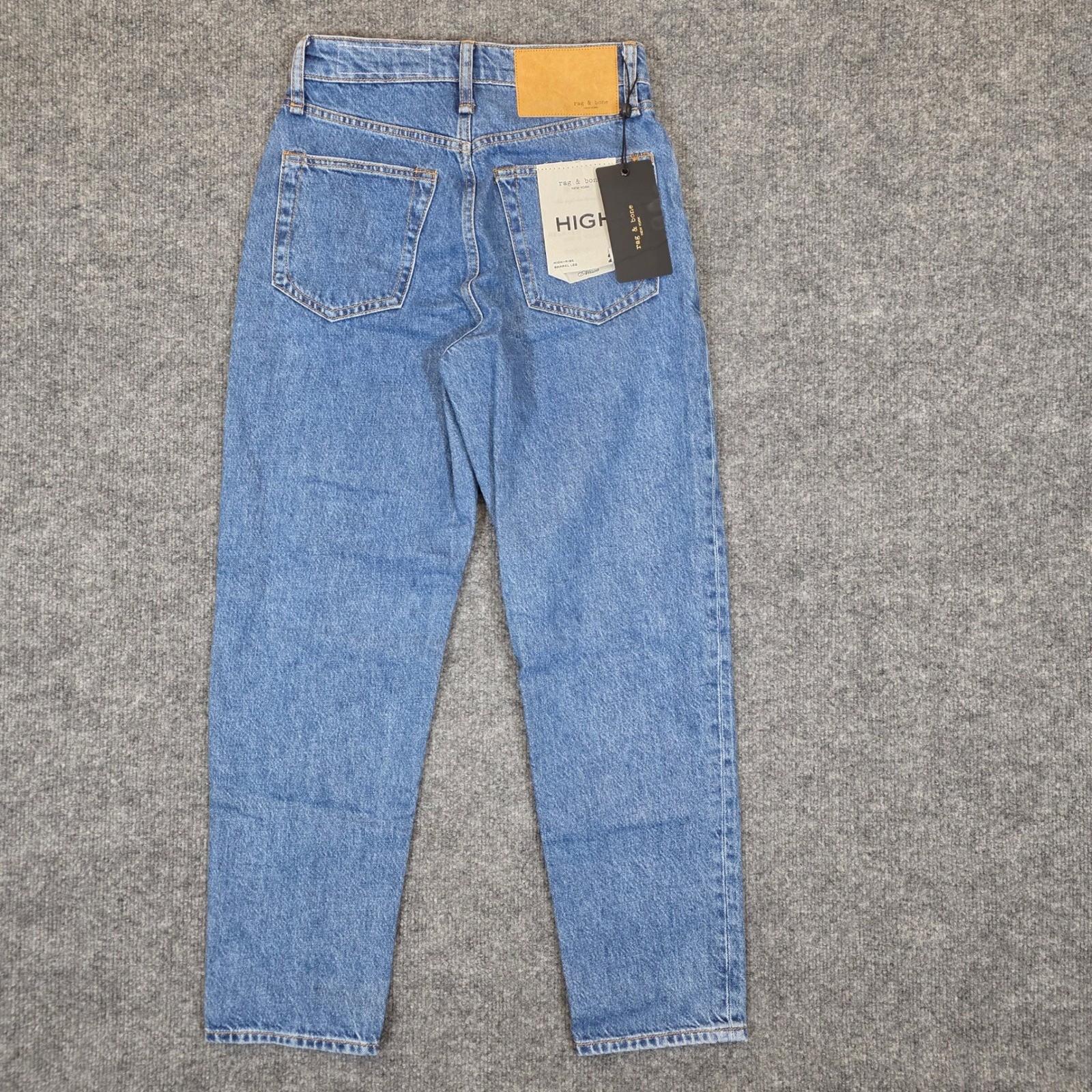 Rag & Bone Alissa High Rise Barrel Leg Jeans Women 23 Blue Laguna Button Fly NWT