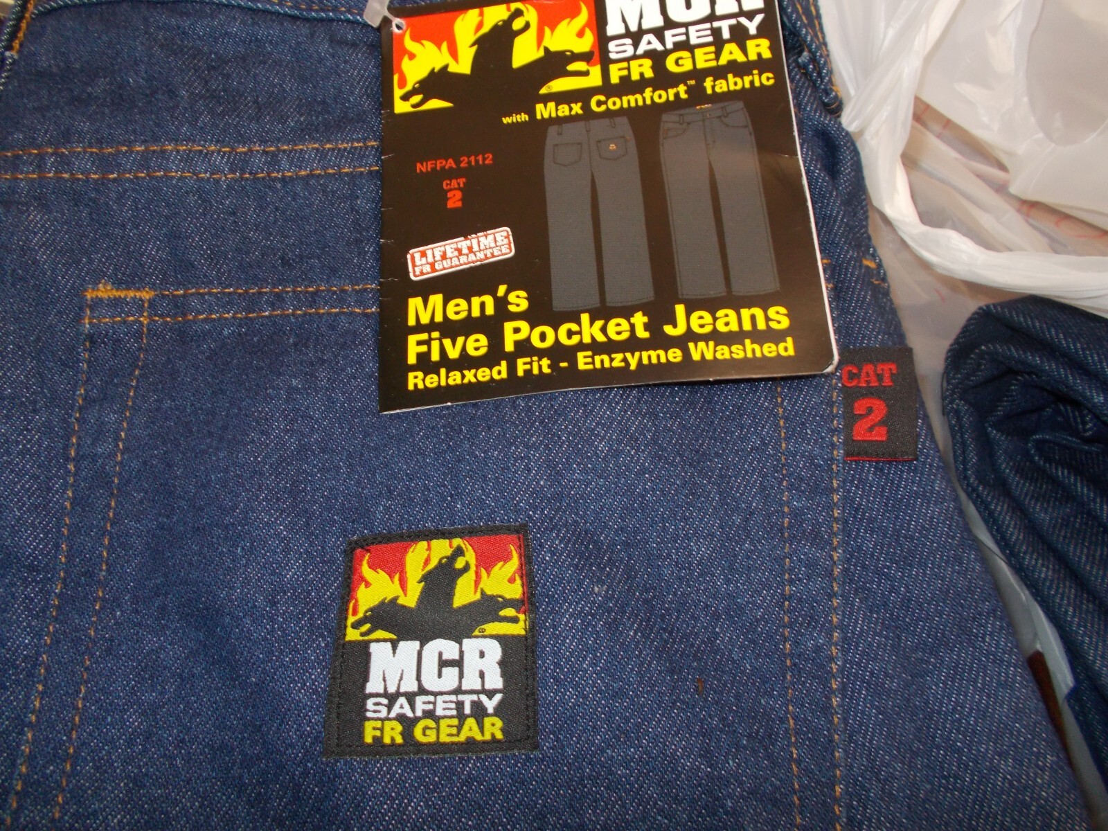 MCR Mens Five Pocket Jeans Safety FR Gear 34×28 Work Jeans new with tags