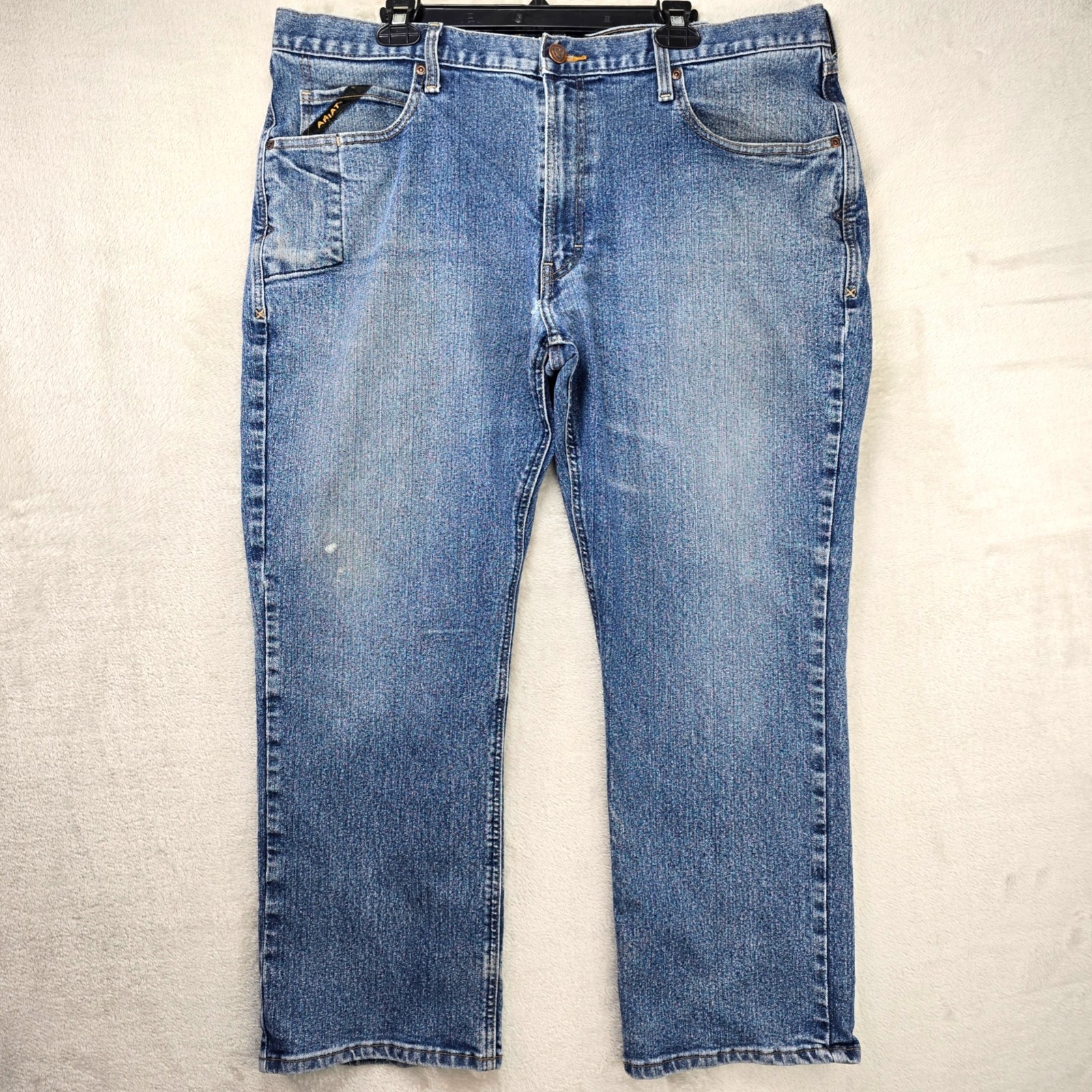 Ariat Rebar M4 Jeans Mens 40×30 (Fits 42×28) Blue Relaxed Boot Cut LoopLock