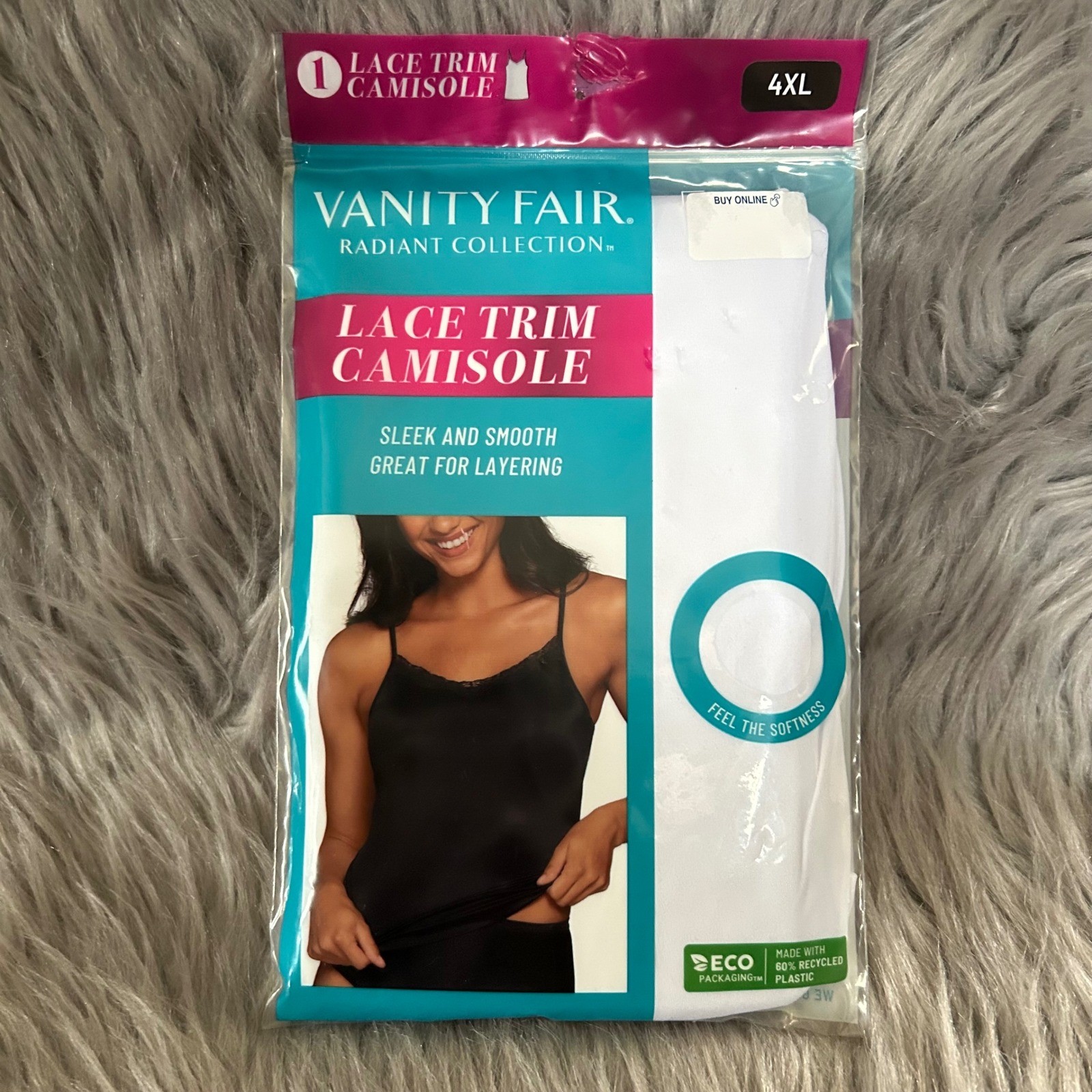 Vanity Fair Radiant Collection Lace Trim Camisole Women’s Size 4XL White Tank