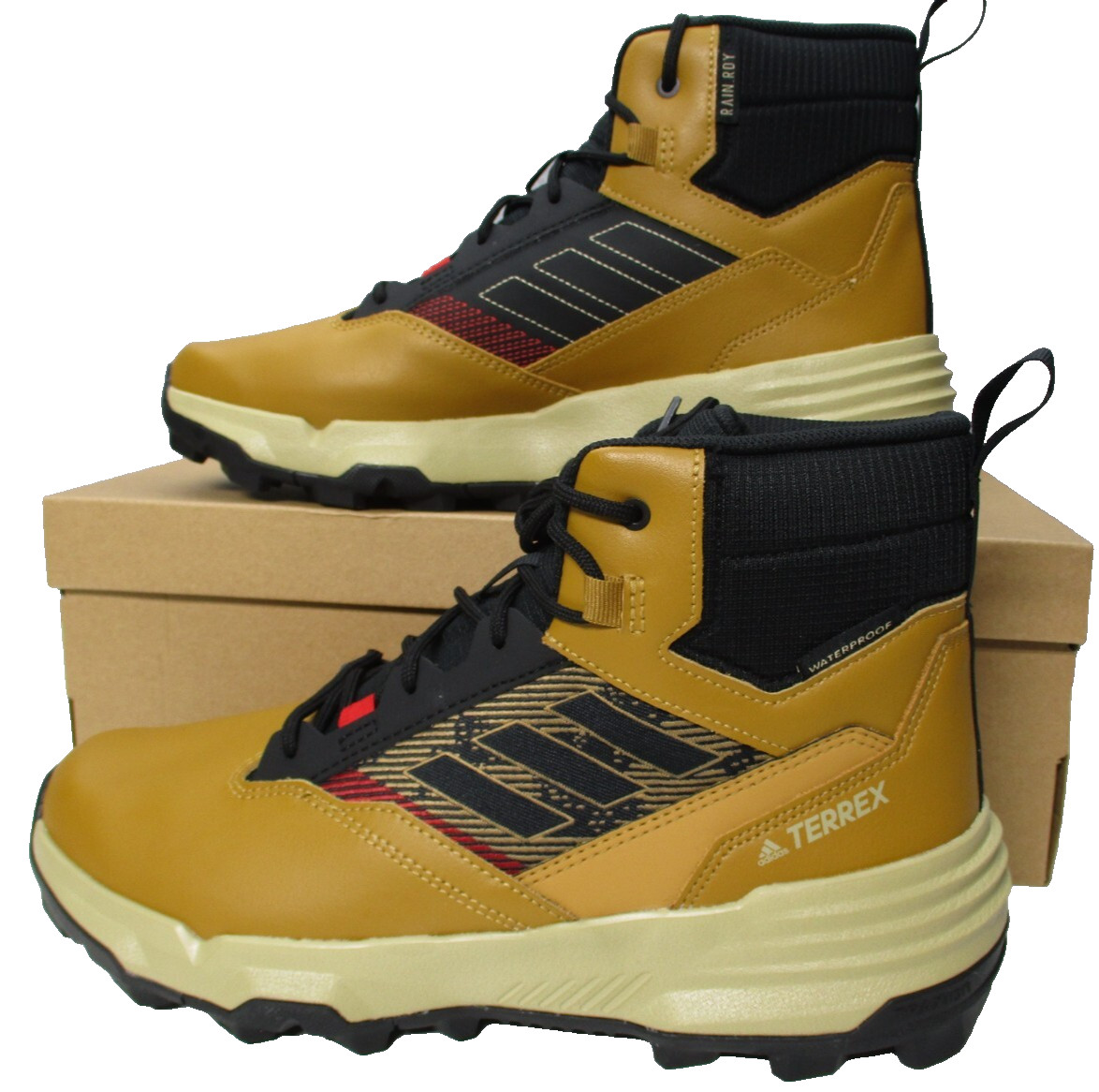 Adidas Terrex Unity Hiker Tan/Brown Waterproof Boots Mens Sz 9.5 Womens Sz 10.5