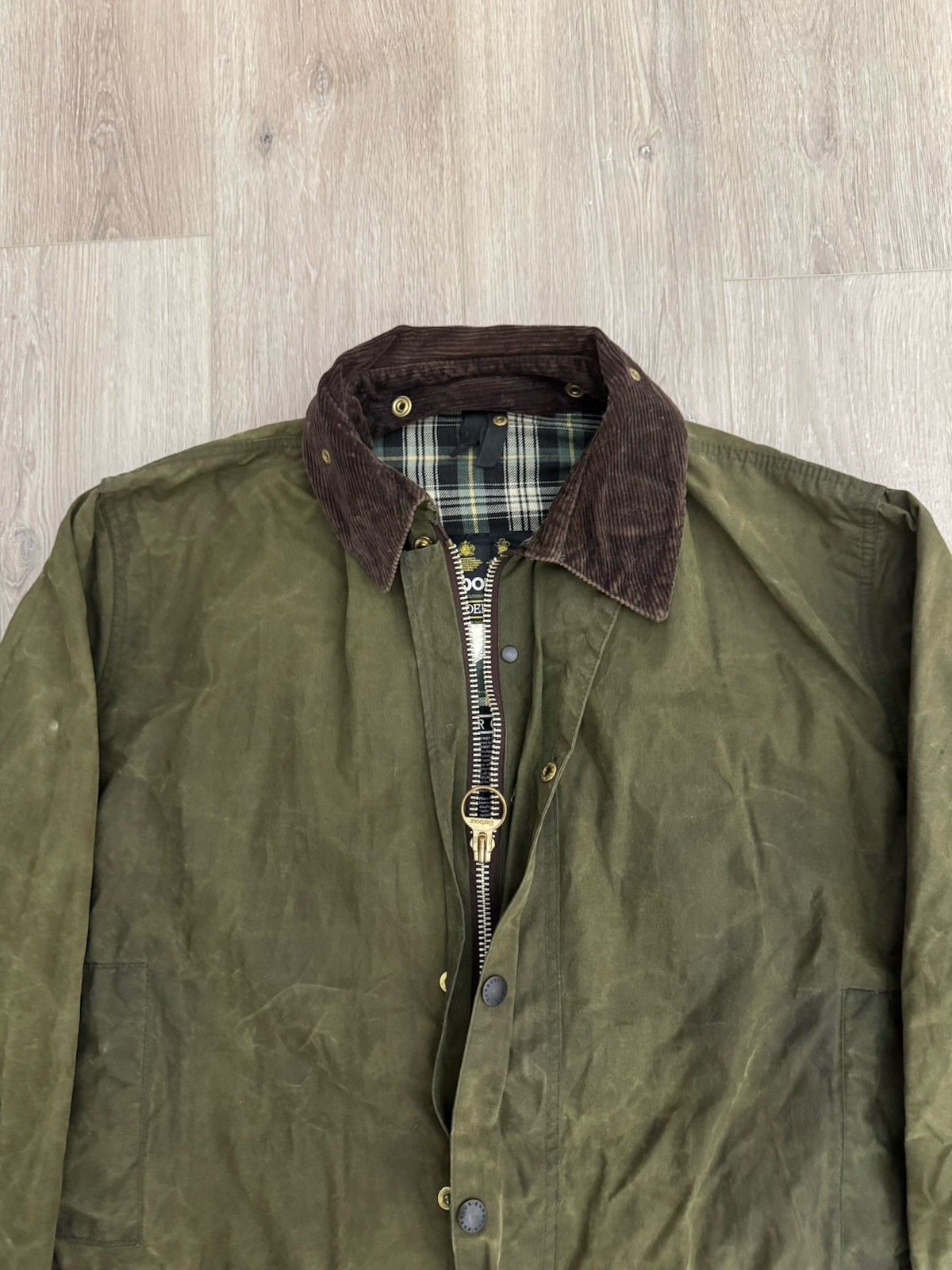 vintage Barbour A200 Border Waxed Olive Green Jacket 42/107CM Size L England