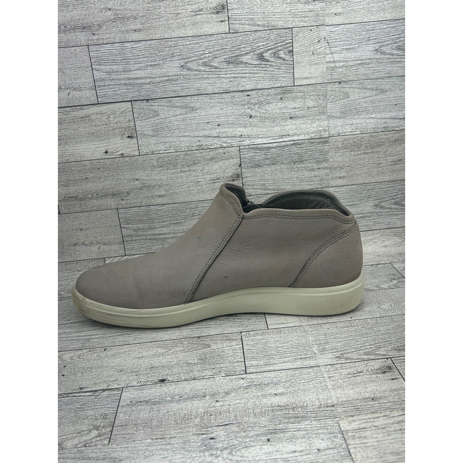 ECCO Soft 7 Slip On Mid Boots Grey Leather Zip Side Women EU 40 US 9