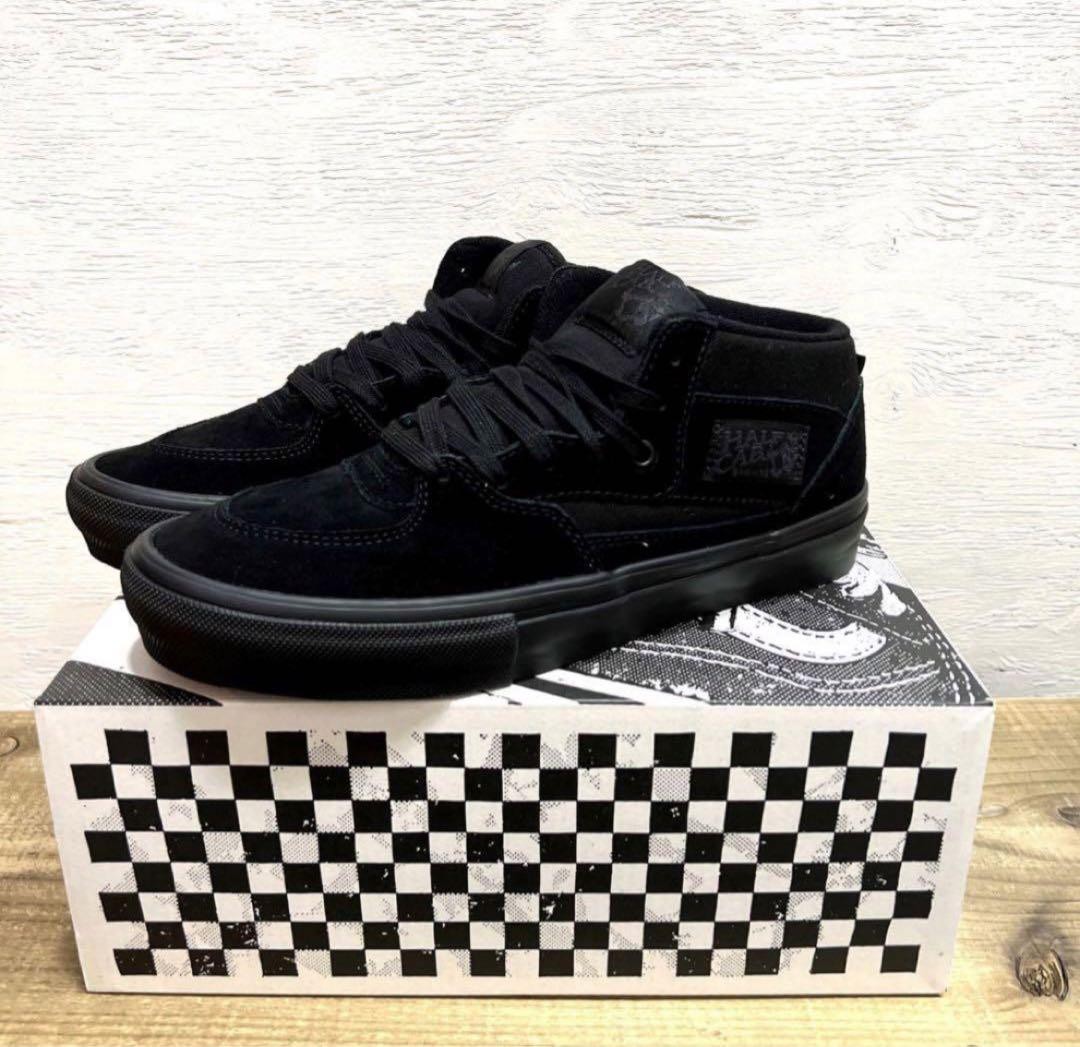 VANS Half Cab Skate Shoes Black Suede Size 27cm 10.63in Rare New Sneakers