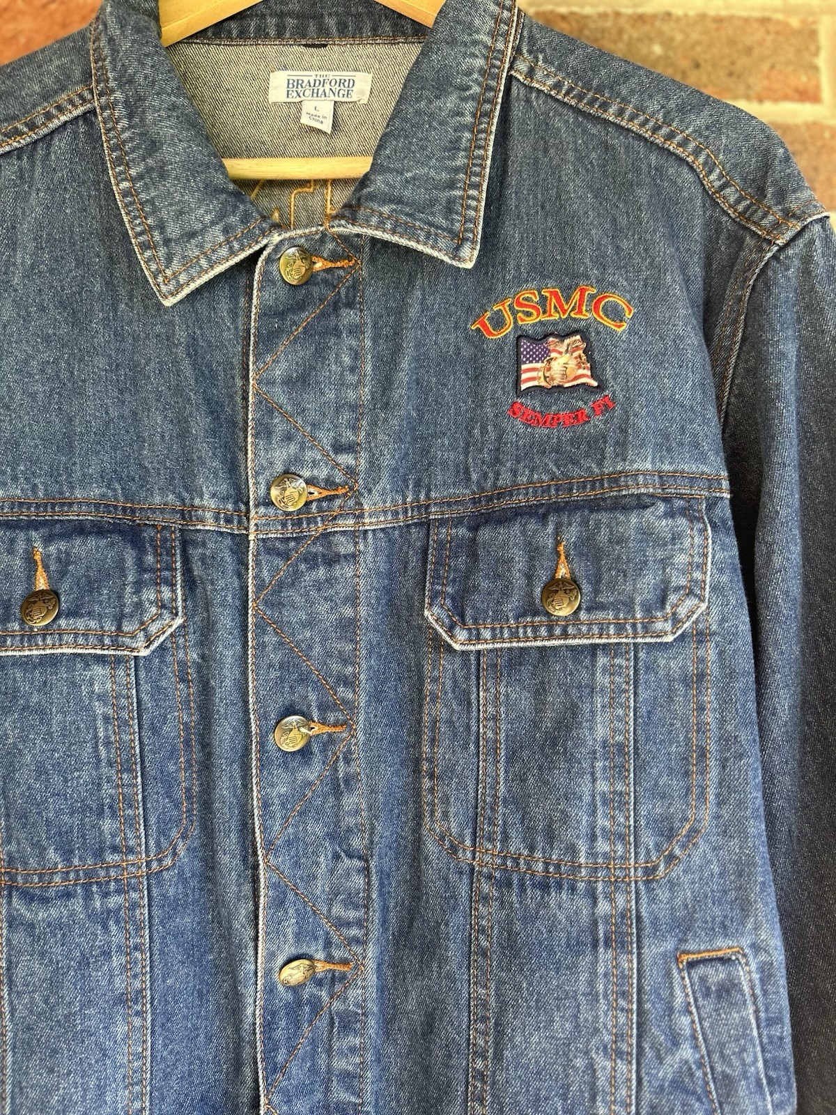 Early 90s true vintage hand made marines denim jacket with marine patches!!!