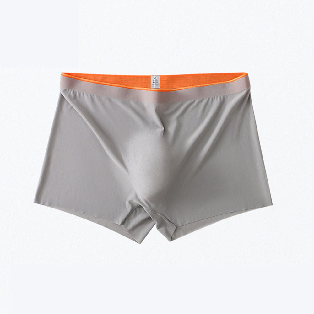 Men’s Ice Silk Seamless Boxer Briefs Pouch Underwear Shorts Trunks Underpants