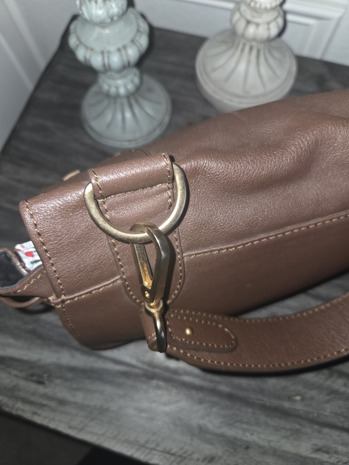 See by Chloe Brown Leather Shoulder/Crossbody Bag with Brass Hardware.