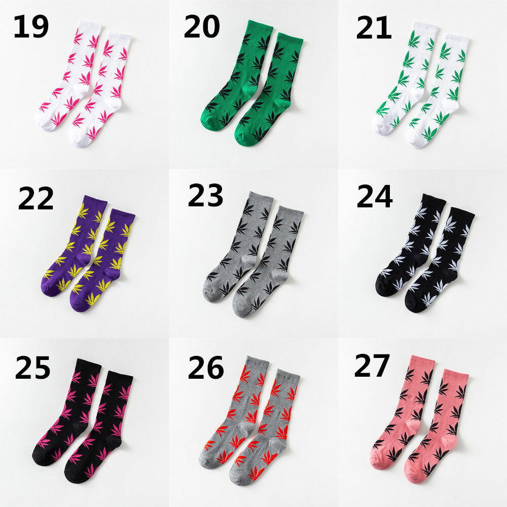 MARIJUANA LEAF SOCKS 44 Colors Medium Size Crew 420 Pot Weed Cotton Stretch NEW