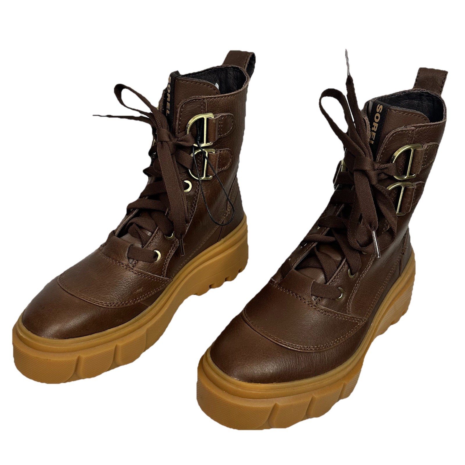 Sorel Womens Caribou X Boots Lace Up Waterproof Brown Leather Lug Sole Size 7