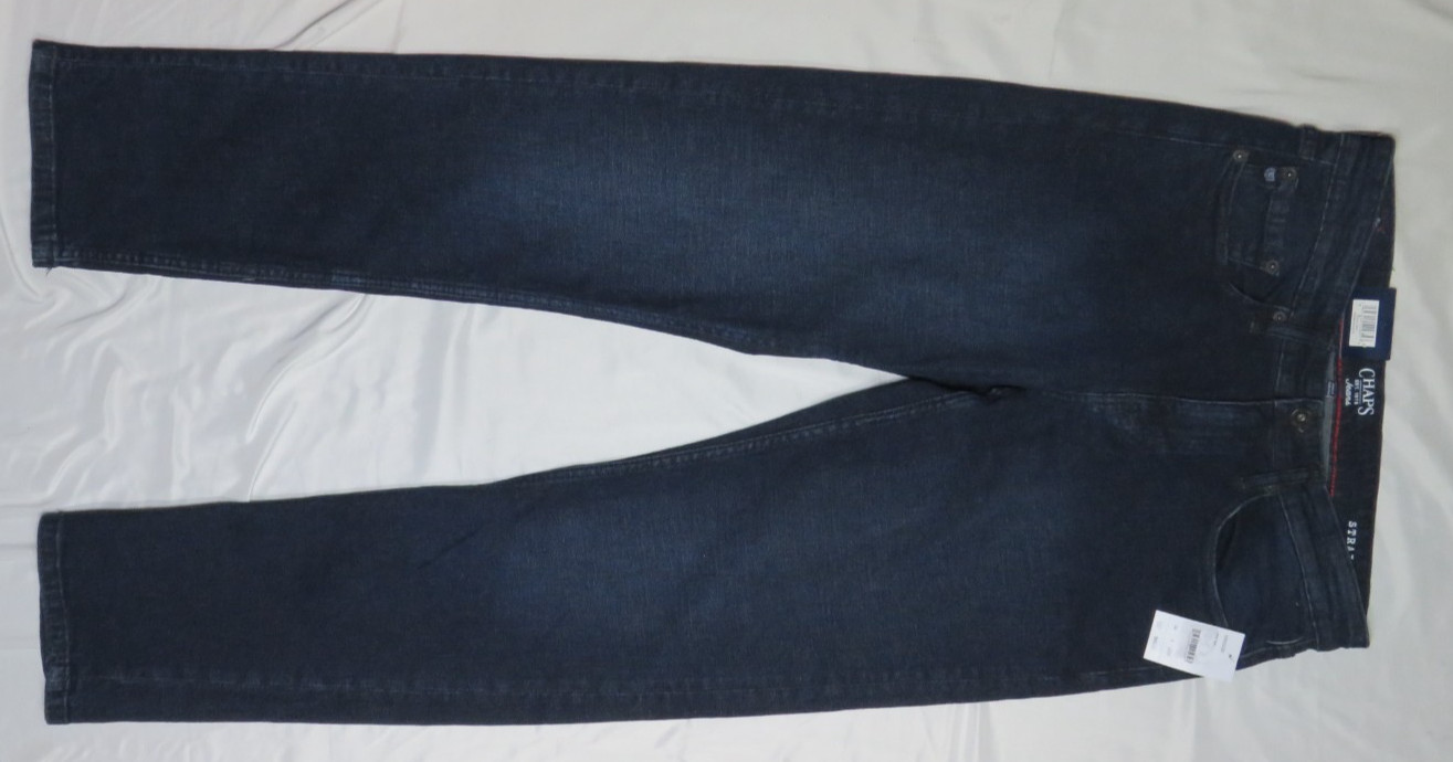 RALPH LAUREN CHAPS DEEP SEA BLUE JEANS 30×32 STRAIGHT FIT FREEDOM STRETCH NWT