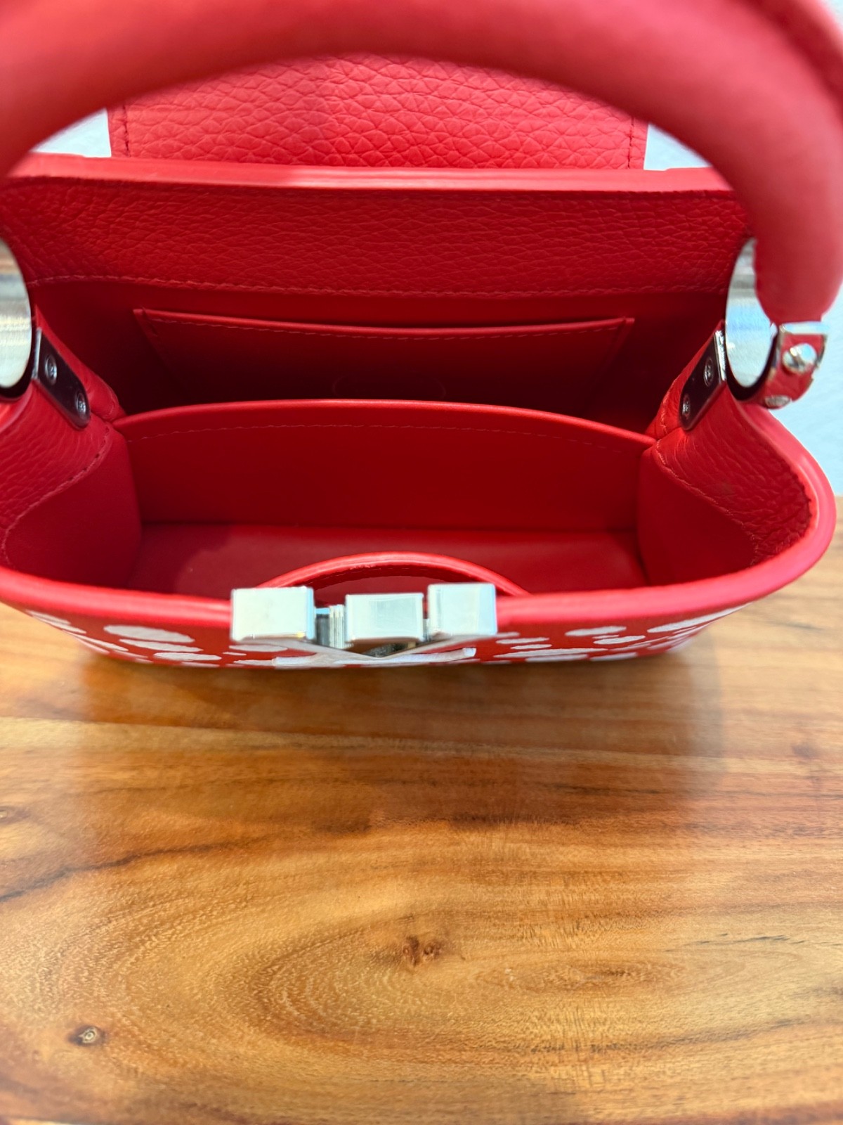 Pre-Loved Louis Vuitton LV X Yayoi Kusama Taurillion Capucines Mini Red White