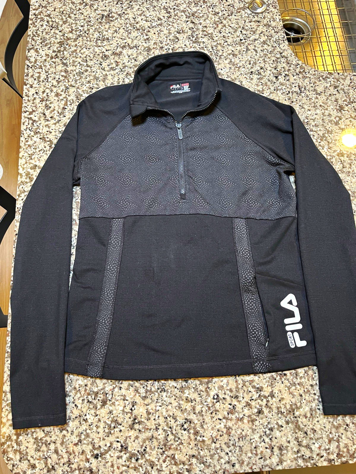 FILA Sport Women’s L Black/Gray Track Jacket 1/4 Zip Thumbholes