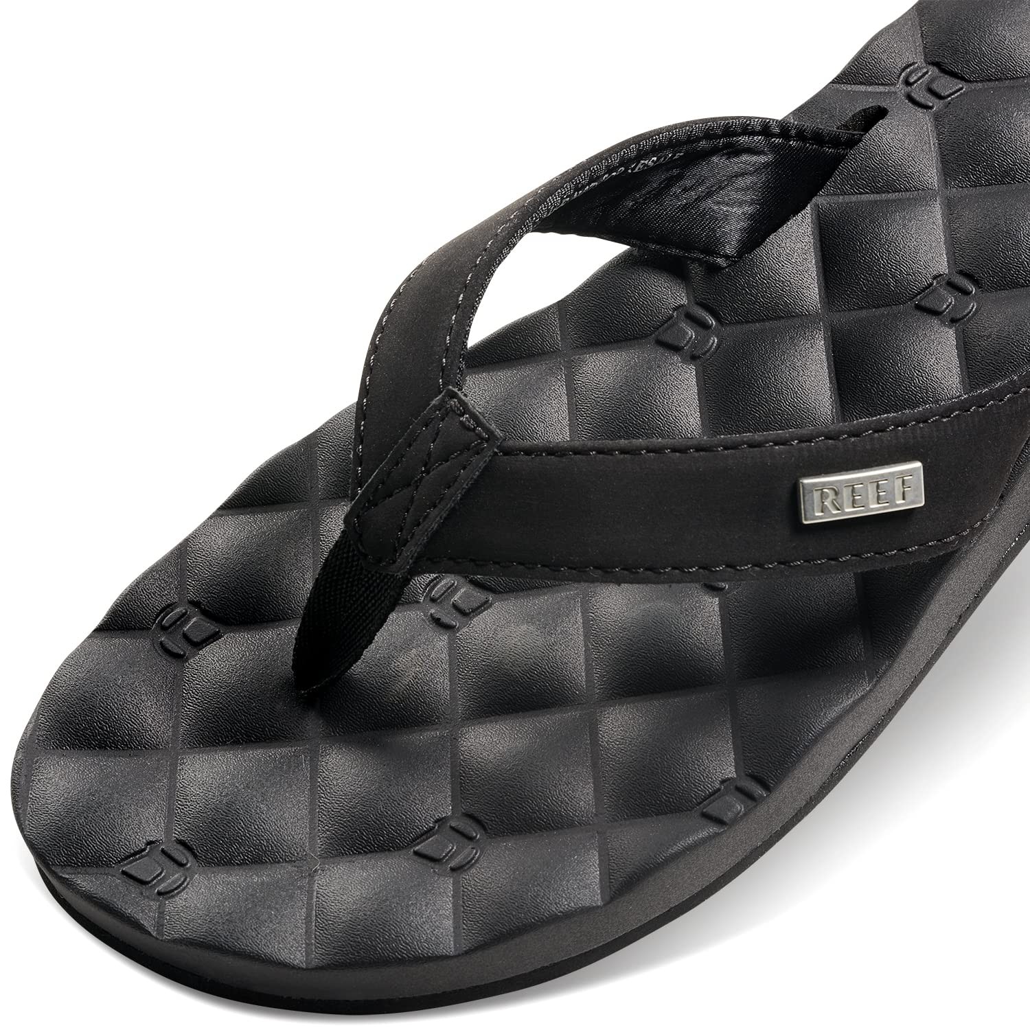 Reef Dreams Womens Flip Flop, Memory Foam Cushion Footbed, Faux Leather Satin