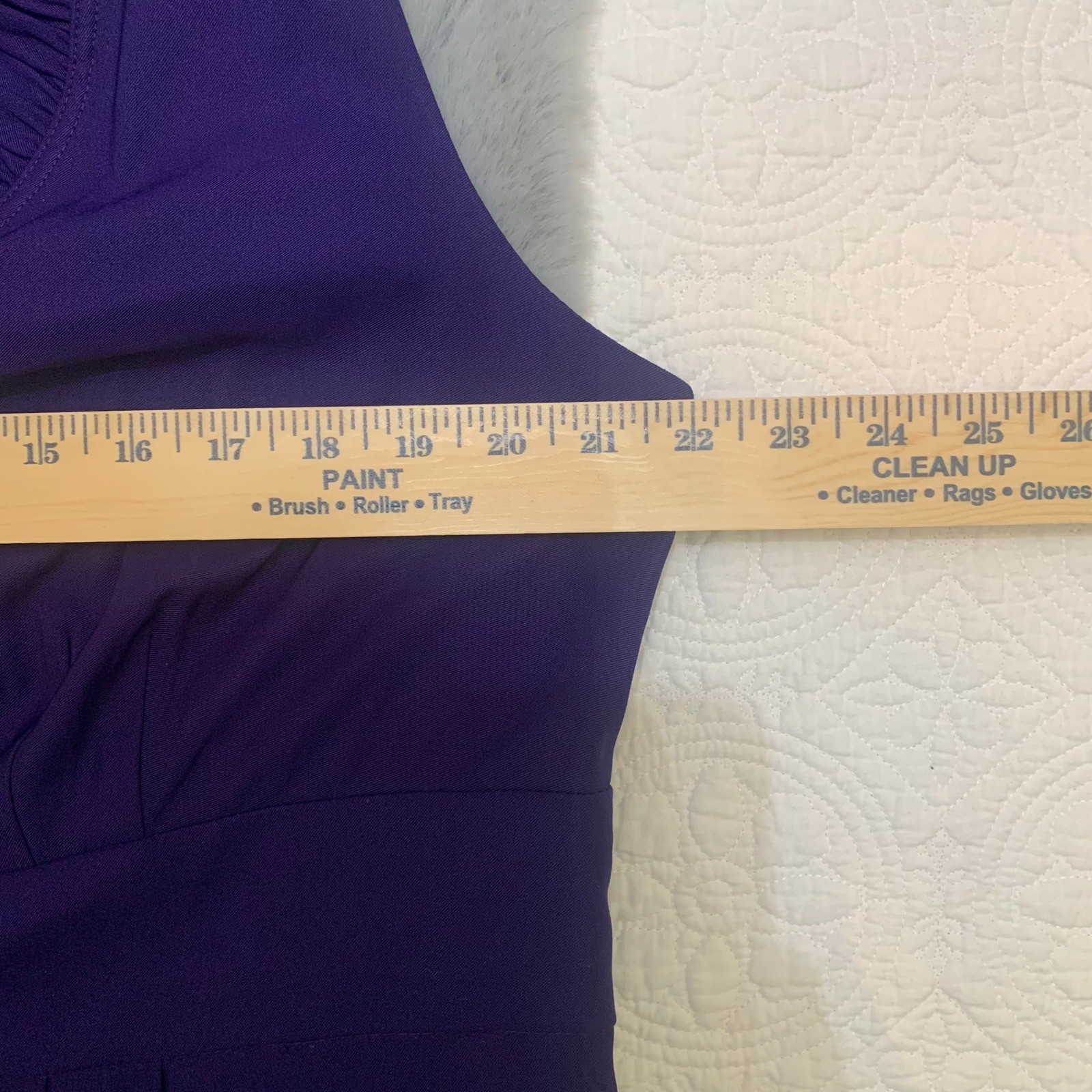 Dressbarn Womens Purple Ruffled V-Neck Sleeveless Sheath Dress Size 14 Lined