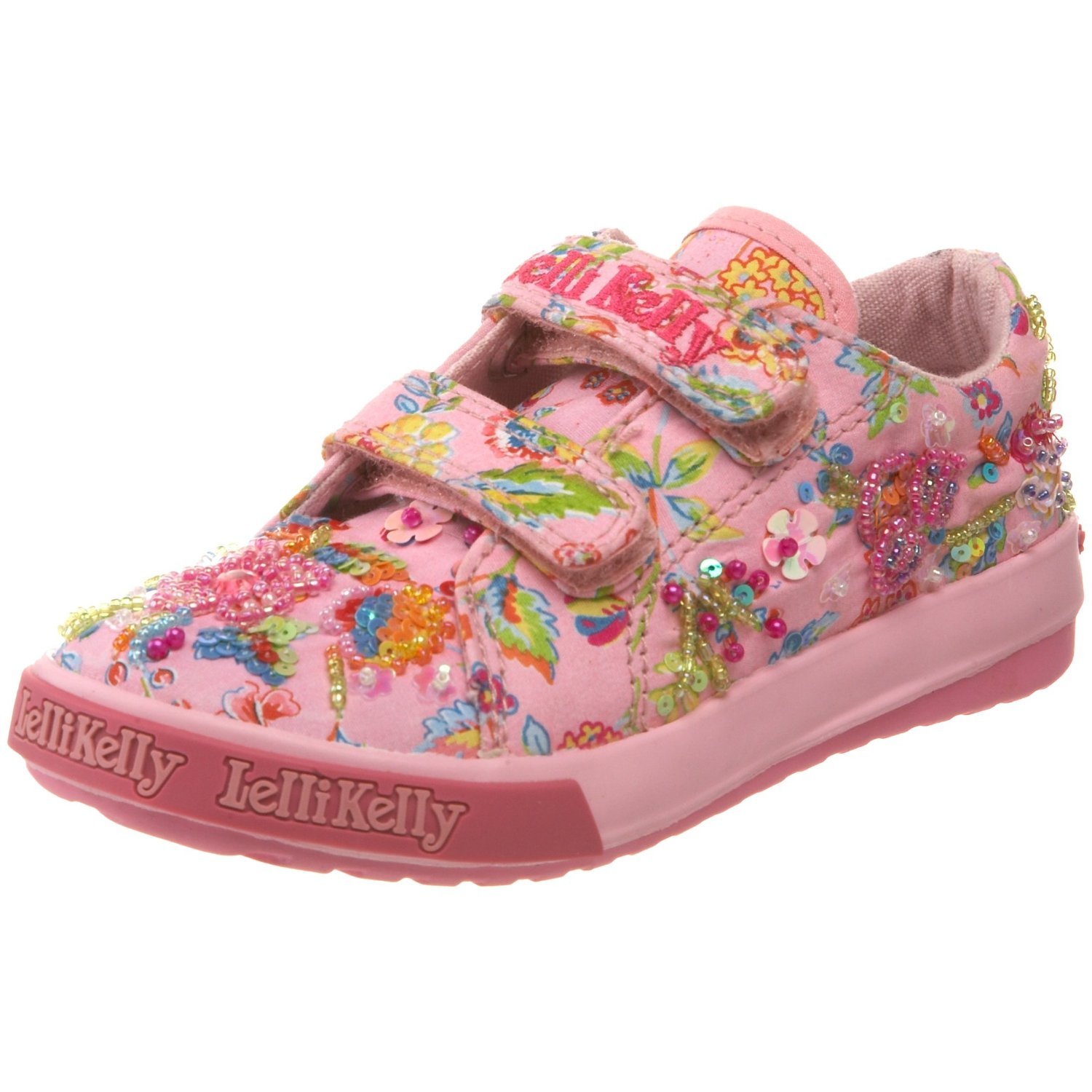 Lelli Kelly LK 9413 Angel Baby Pink Hand Beaded Hook & Loop Flower Tennis Floral
