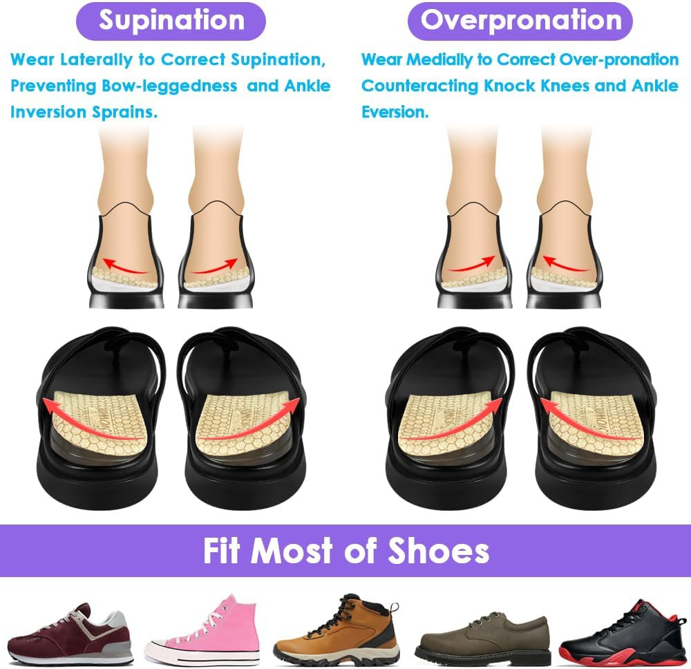3 Layers Adjustable Supination Overpronation Insoles, Anti-Slip Medial Lateral H