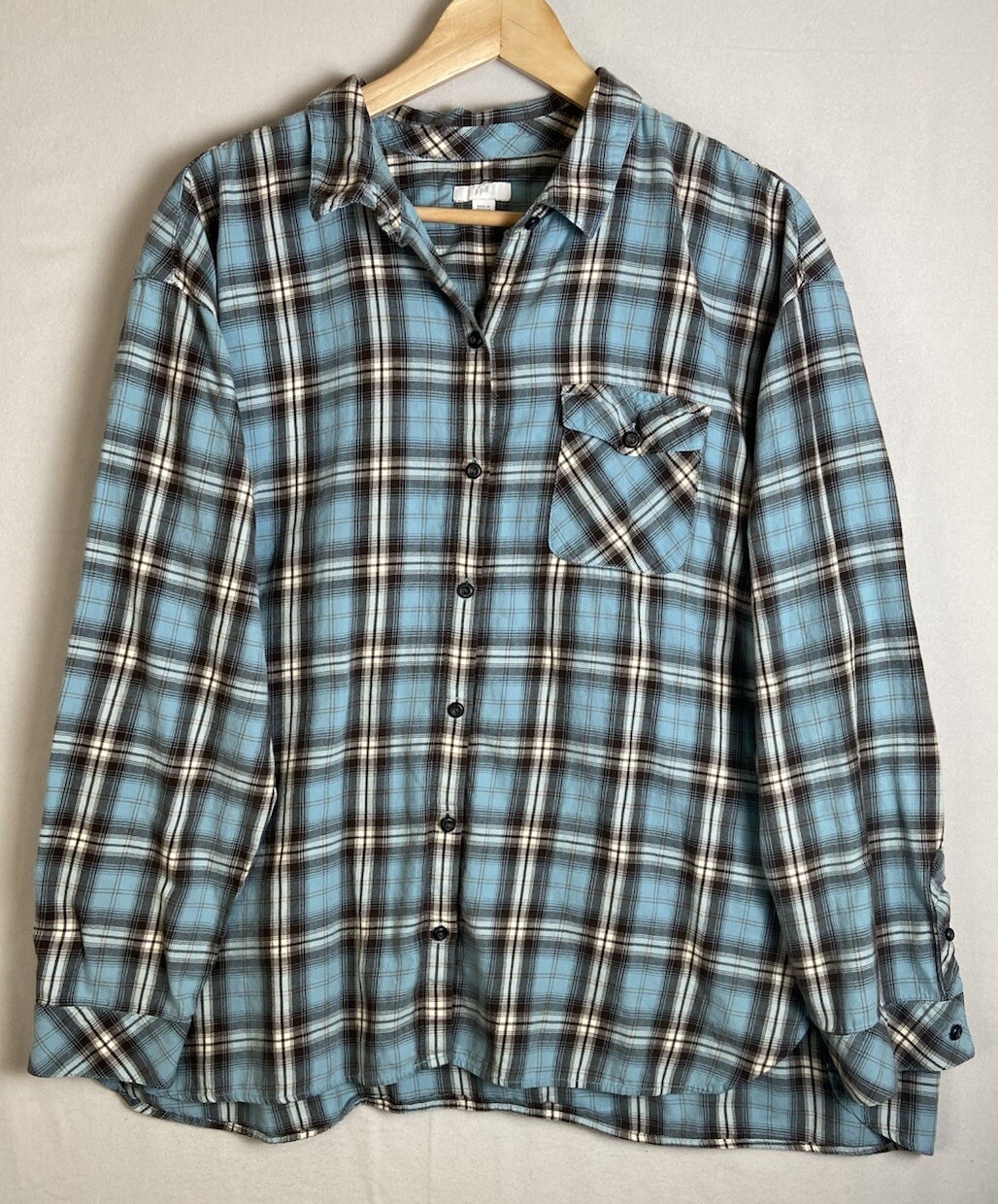 J. Jill Plaid Flannel Button Up Shirt Women’s Size XL