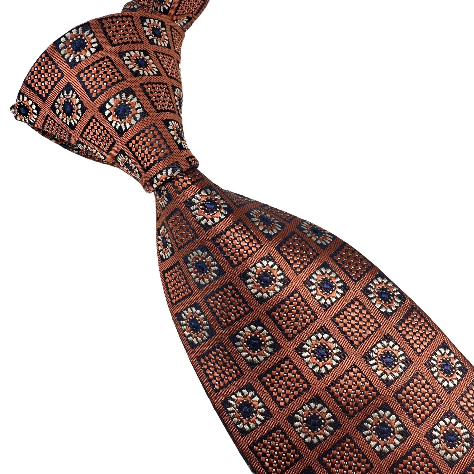 New Classic Floral Terracotta White Woven Skinny Silk Men’s Tie Necktie 3.15’8cm