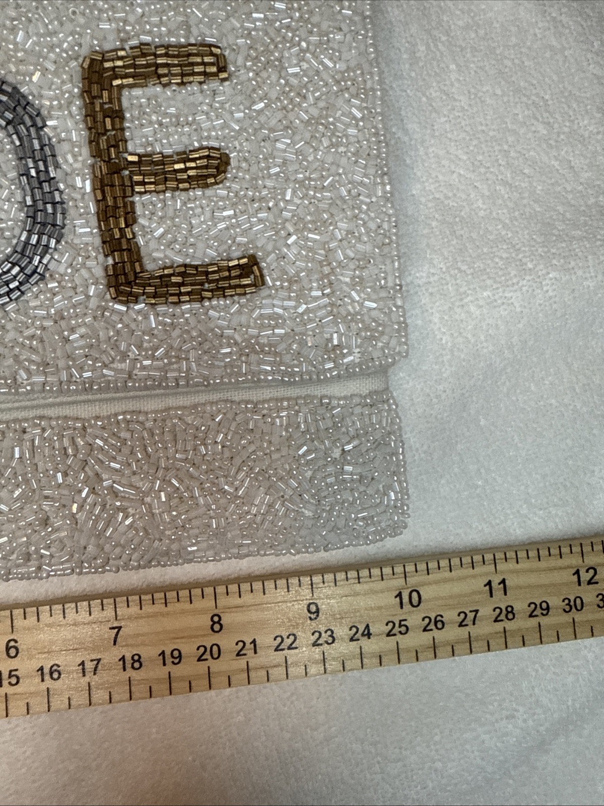 Bride Clutch Embroidered Glass Beaded Gold Tone Chain Strap Classy Elegant