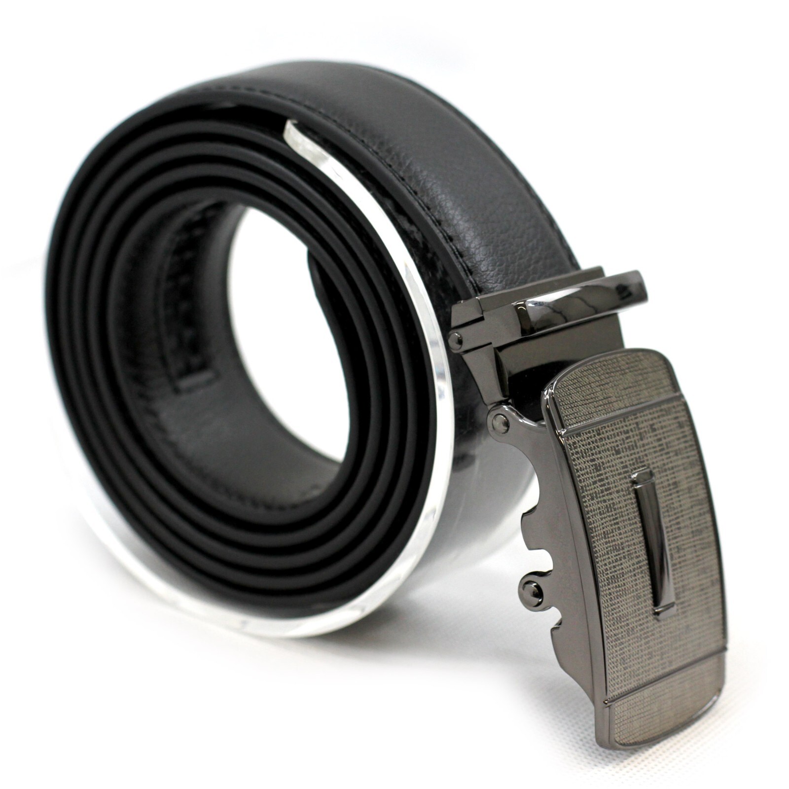 Men’s Automatic Click Lock Buckle Waist Strap Dress Comfort Black Belt Casual