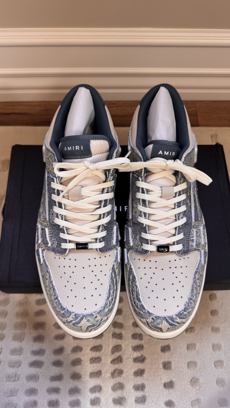 Amiri Skel Low-Top Sneakers in Natural/Denim BNWB 47