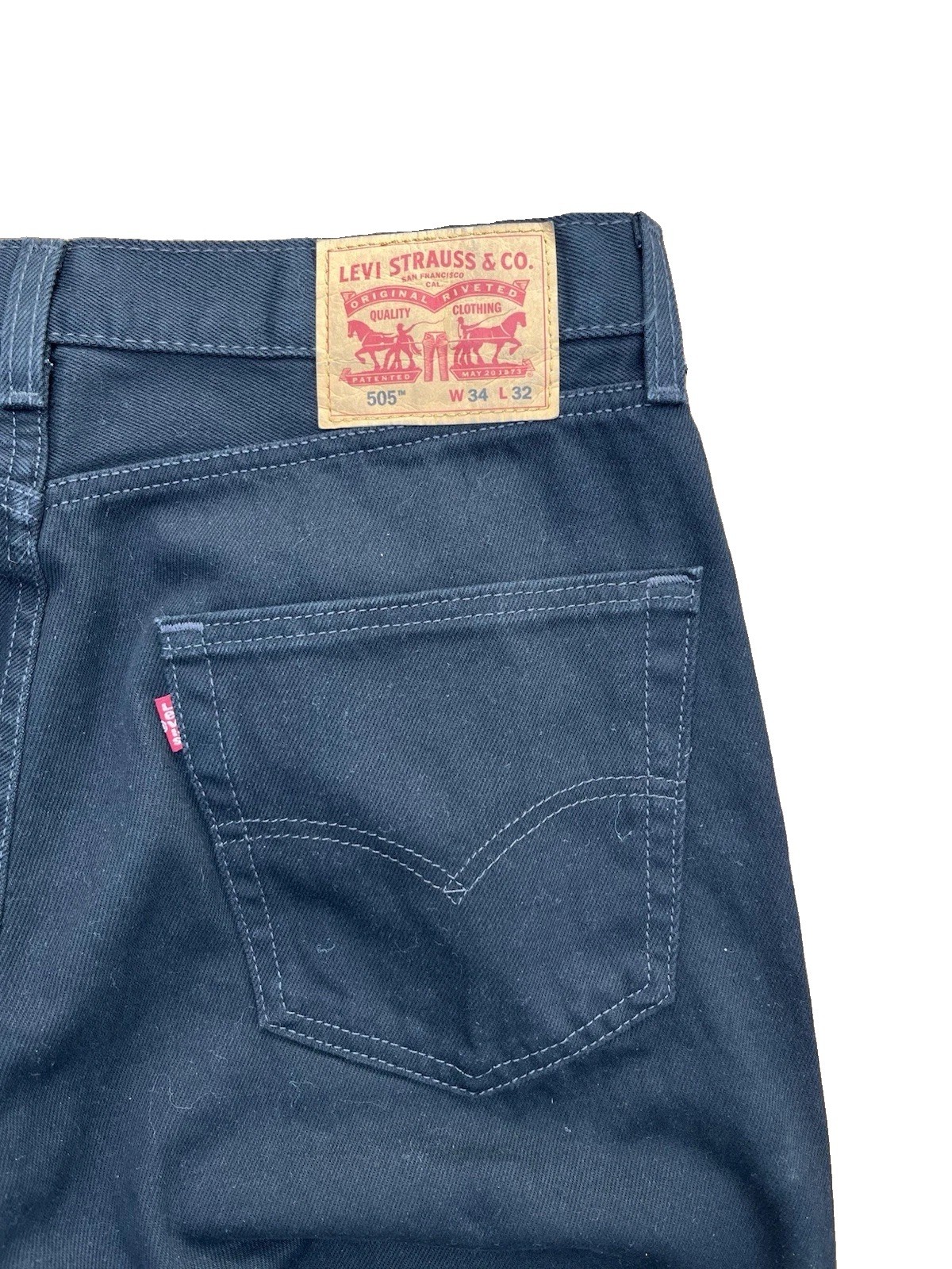 Levi’s 505 Men’s Regular Fit Jean 34Wx32L – Black Straight Leg Denim Pants NWT