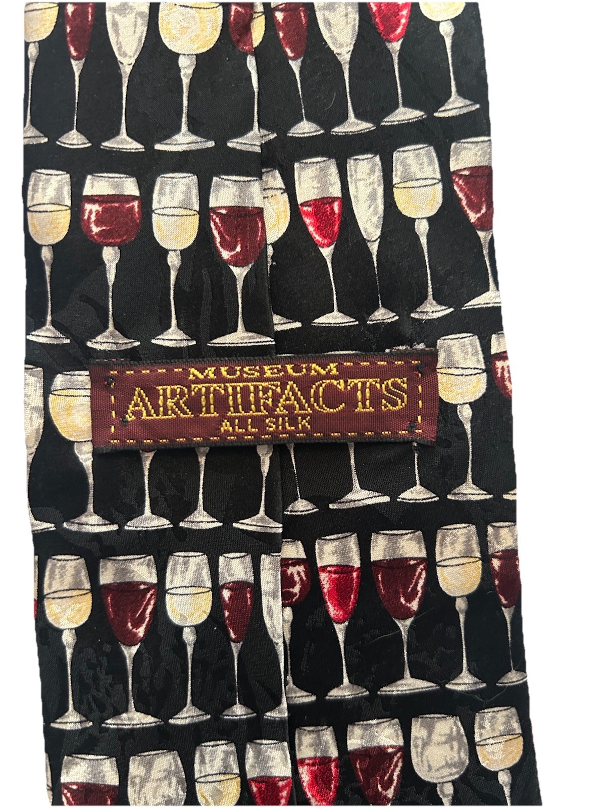 Museum Artifacts Men’s Necktie Tie Silk Glasses Of Wine