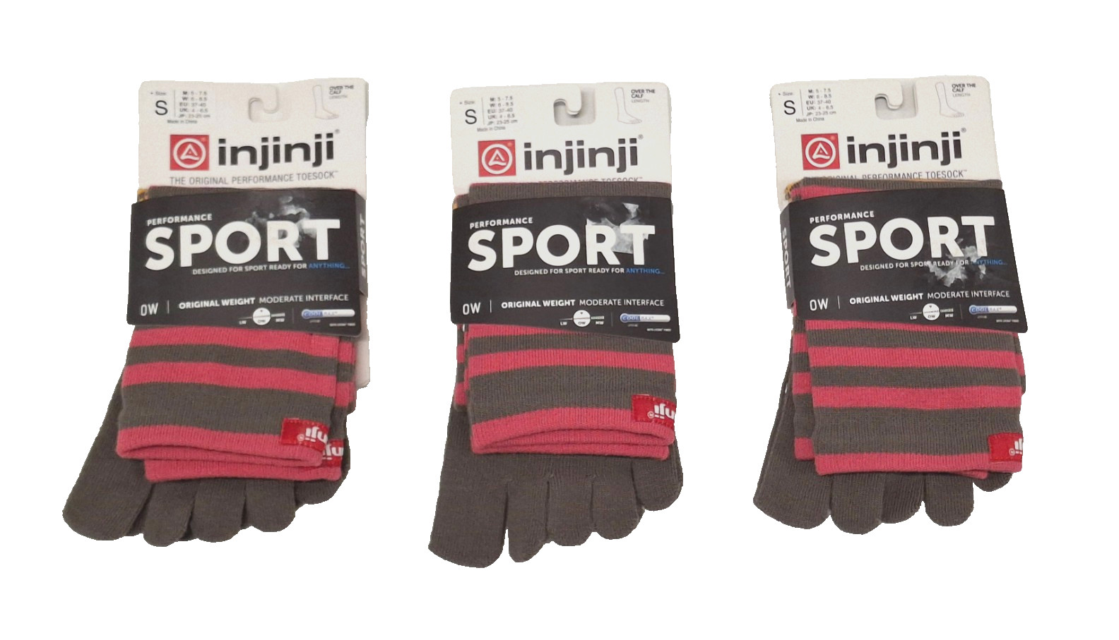 (3-PAIRS) Womens SMALL (Size 6 – 8.5) INJINJI Toe Socks Over Calf Pink *RARE*