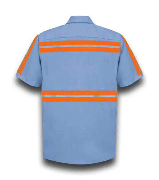 Enhanced Visibility Work Shirts Hi Vis Orange Reflective Industrial Work Uniform
