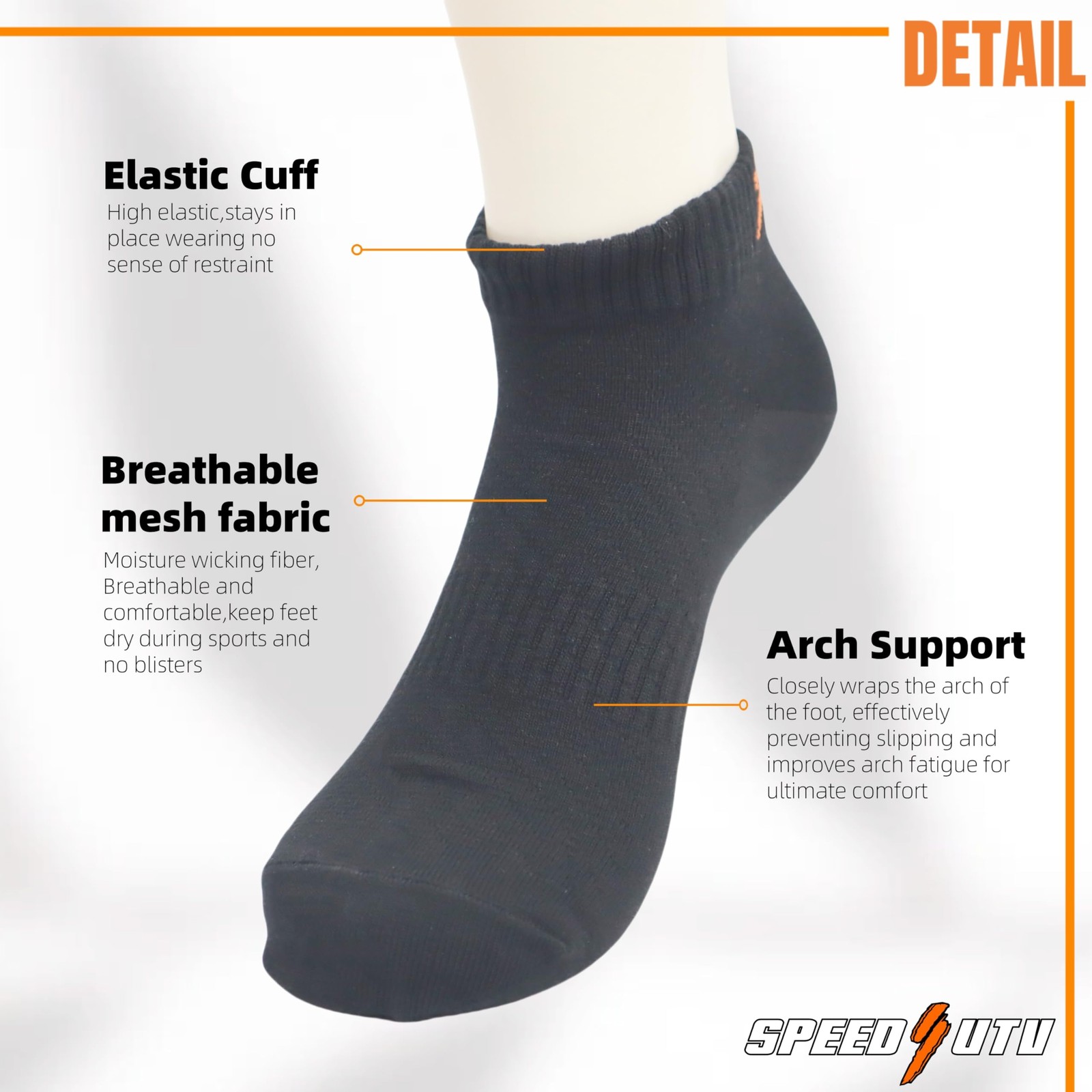 Speed Energy Racing Car Athletic Ankle Socks, Black, Premium One Size, Black