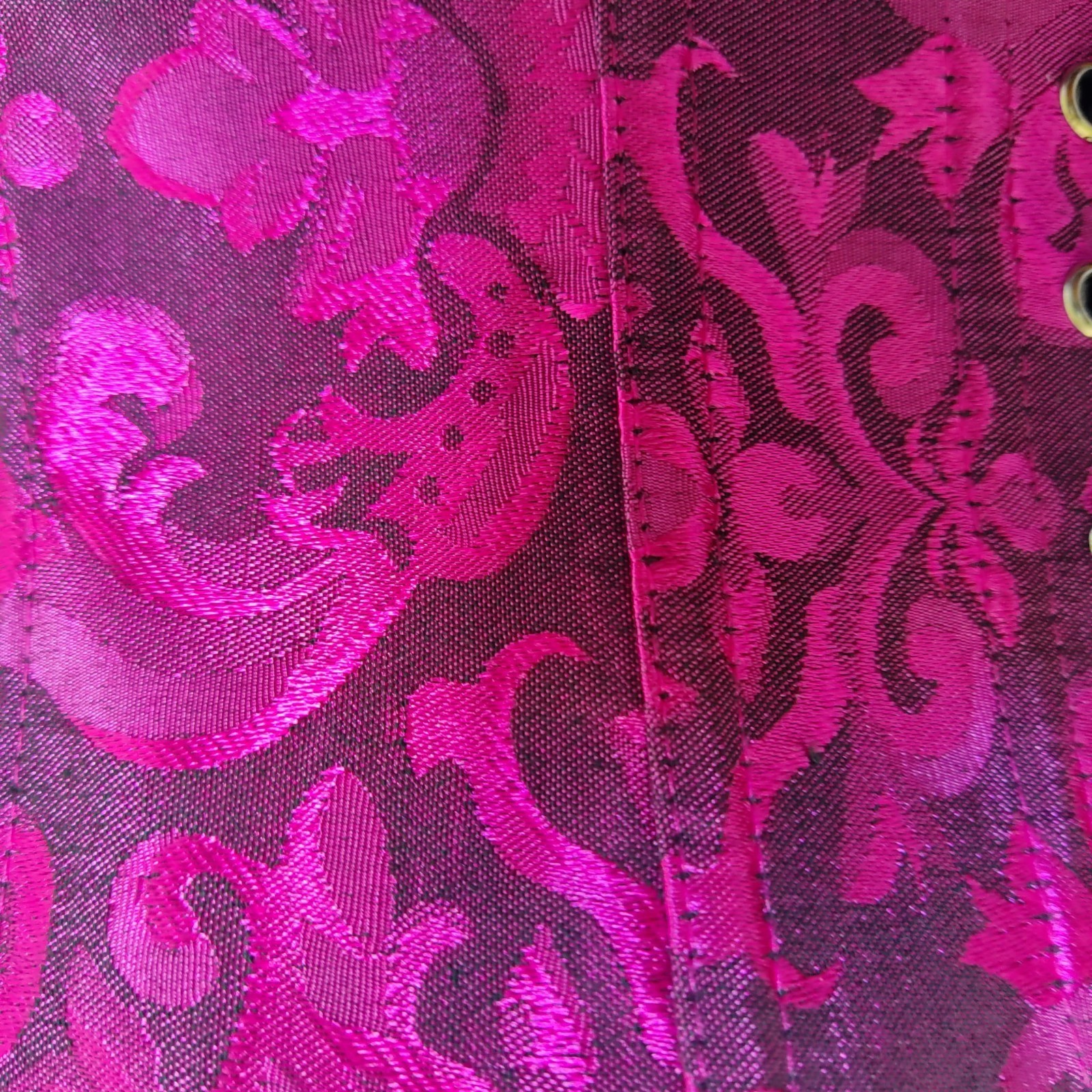 Ribbon Lace Back Over Bust Boned Corset Top Ruffle Regency Goth Damask Sz S