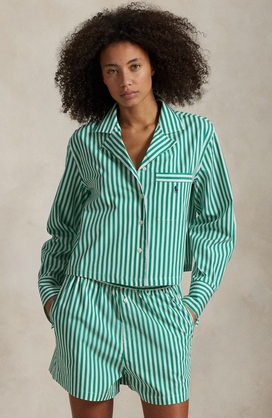 NWT Polo Ralph Lauren Women’s Crop & Boxer PJ Set White & Vine Green Sz X-small