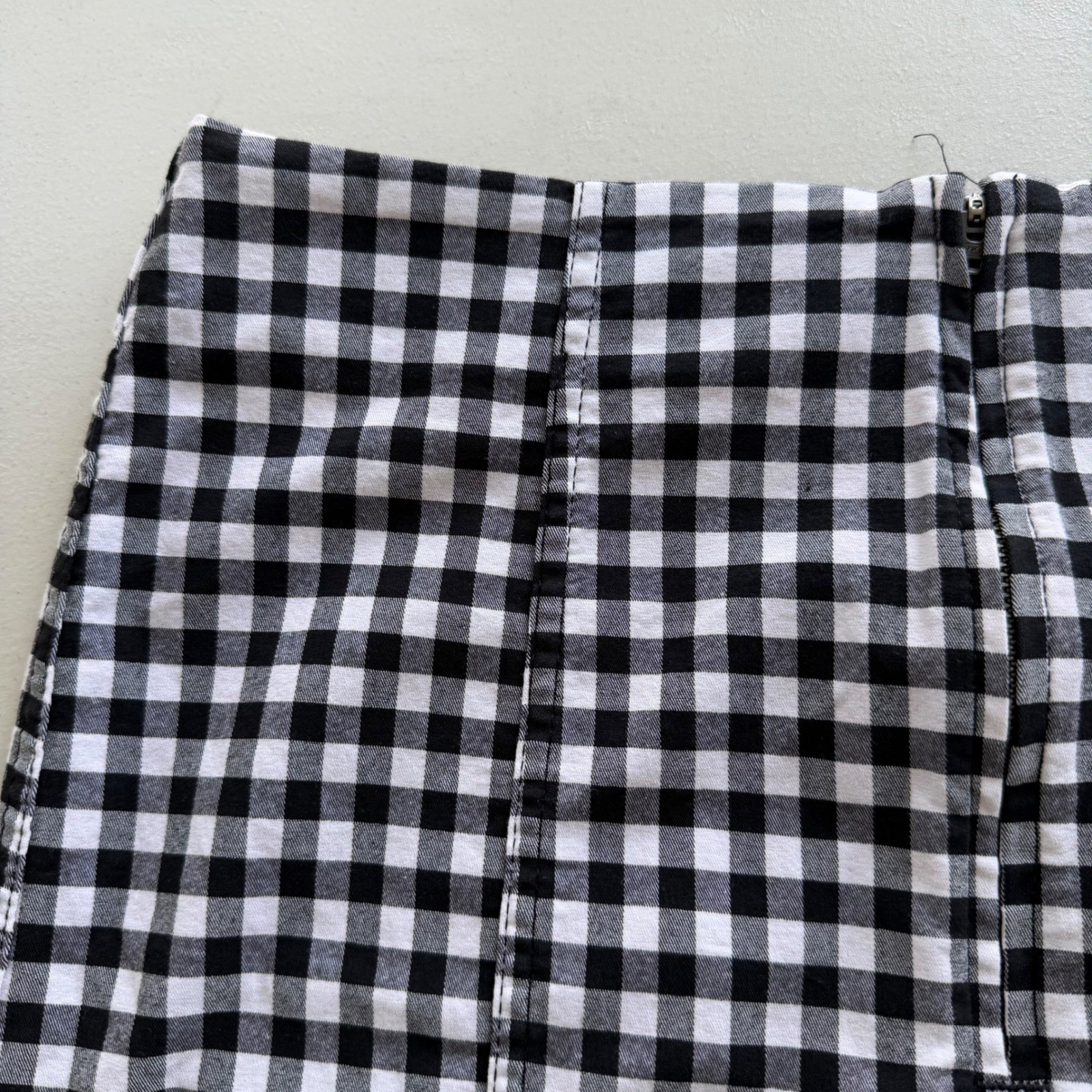 Free People 12 Black White Gingham Checker Plaid Modern Femme Novelty Mini Skirt