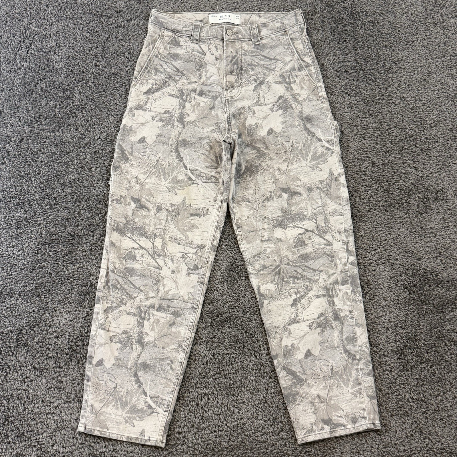Hollister Baggy Skater Jeans Men’s 30×32 Camo Multicolor Carpenter Hammer Loop