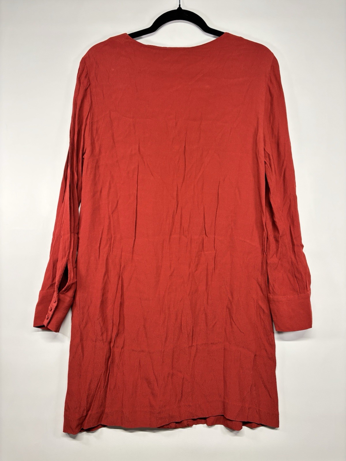 Madewell Red V-Neck Button Front Long Sleeve Shift Short Dress Viscose M