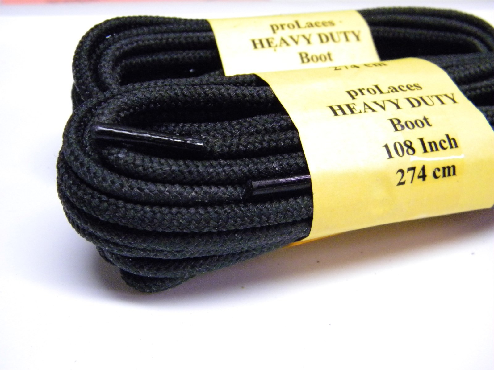 2 Pair Pack – Heavy Duty Solid Black 4mm Thick Round Boot Laces Shoelaces *NEW*