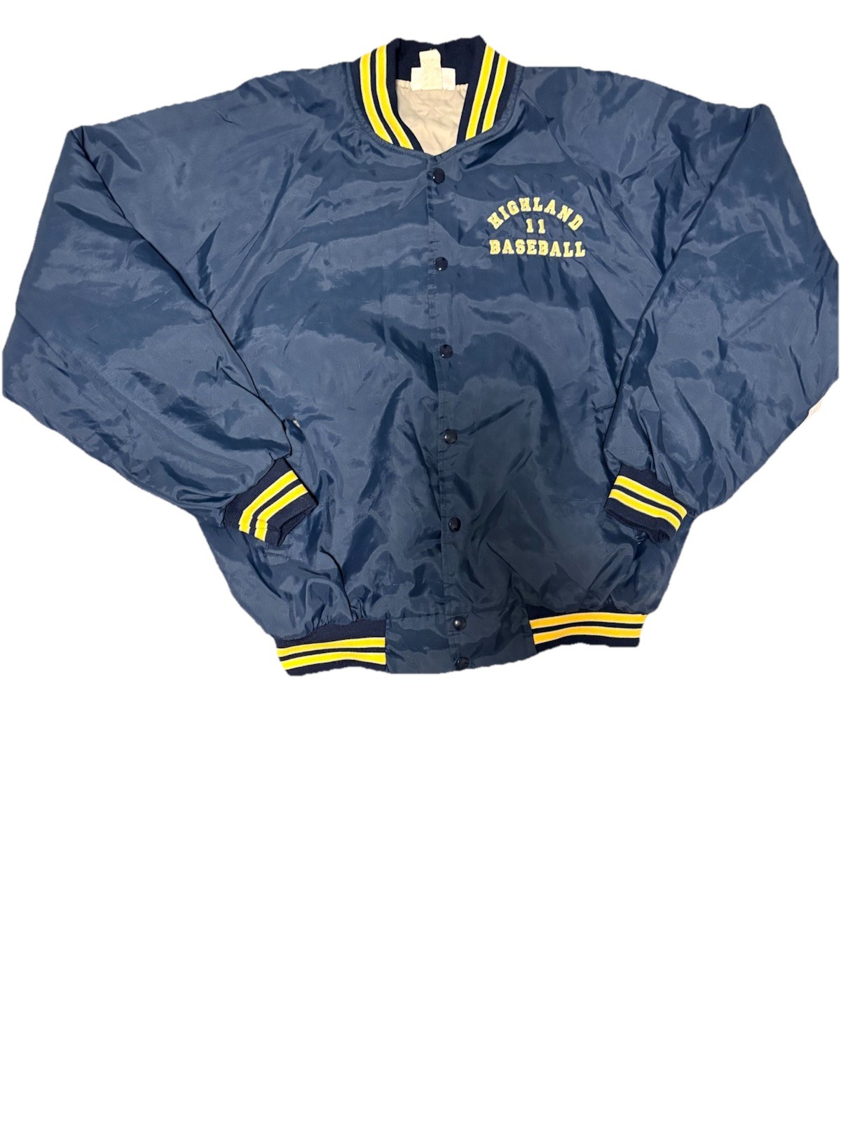 Vintage Bomber Jacket Hartwell Sports Large Navy Blue Highland High Made in USA