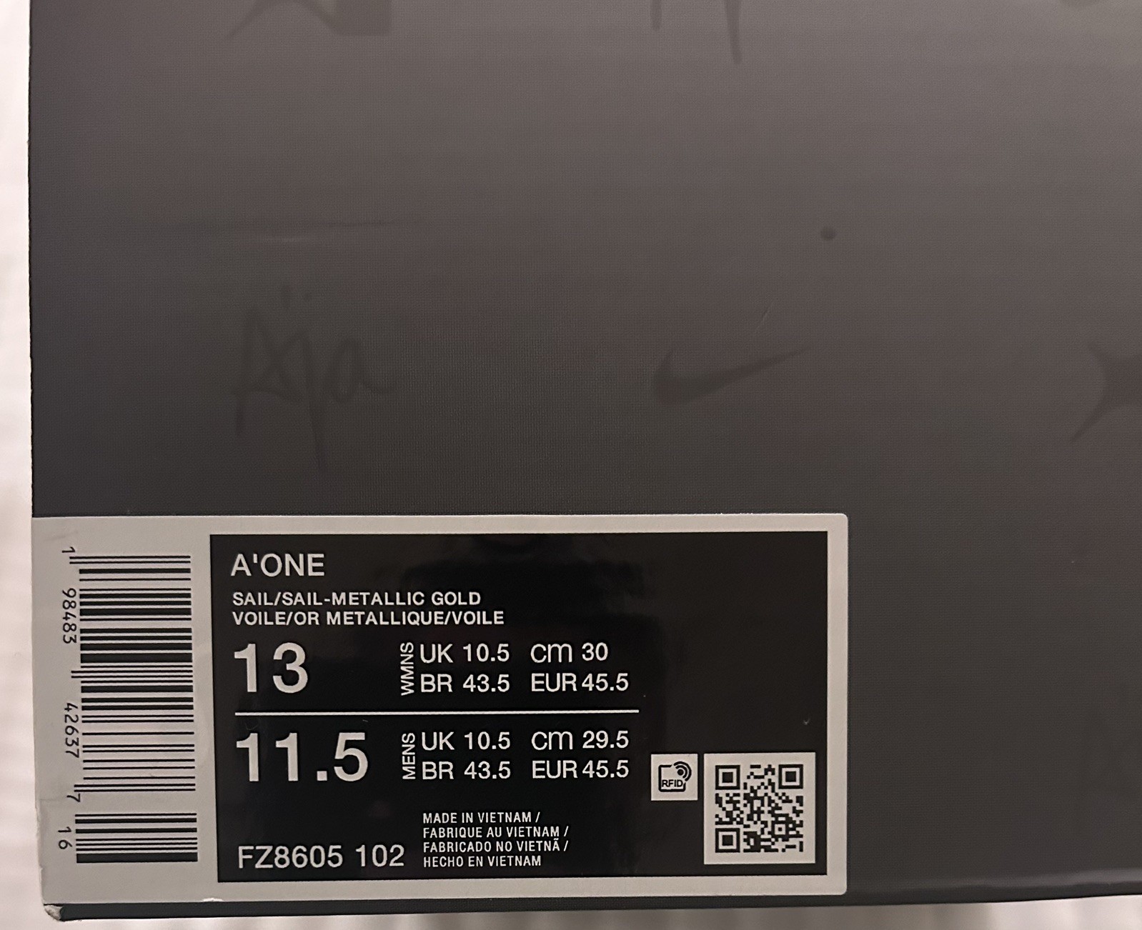 Nike A’ja Wilson A’One White & Gold Men’s Size 11.5
