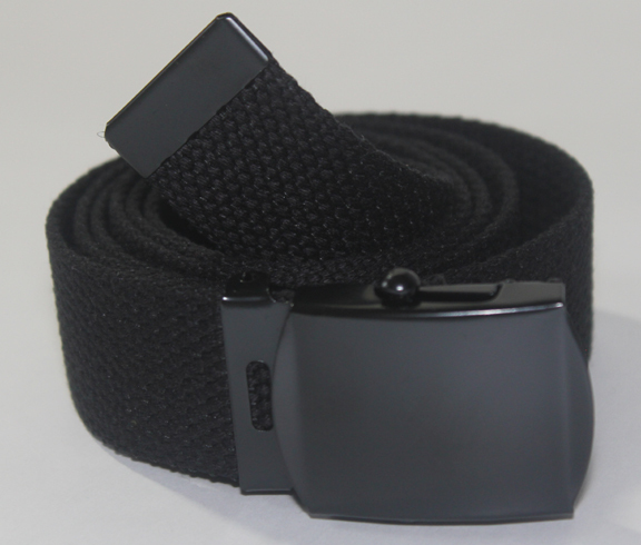 NEW ADJUSTABLE CLASSIC 58″ to 59″ Inch CANVAS MILITARY WEB BLACK BELT BUCKLE