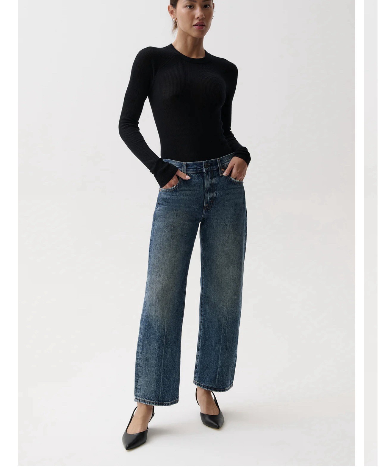 Pistola Women’s High Rise Wide-Leg Medium Wash Blue Denim Jeans 5-Pocket