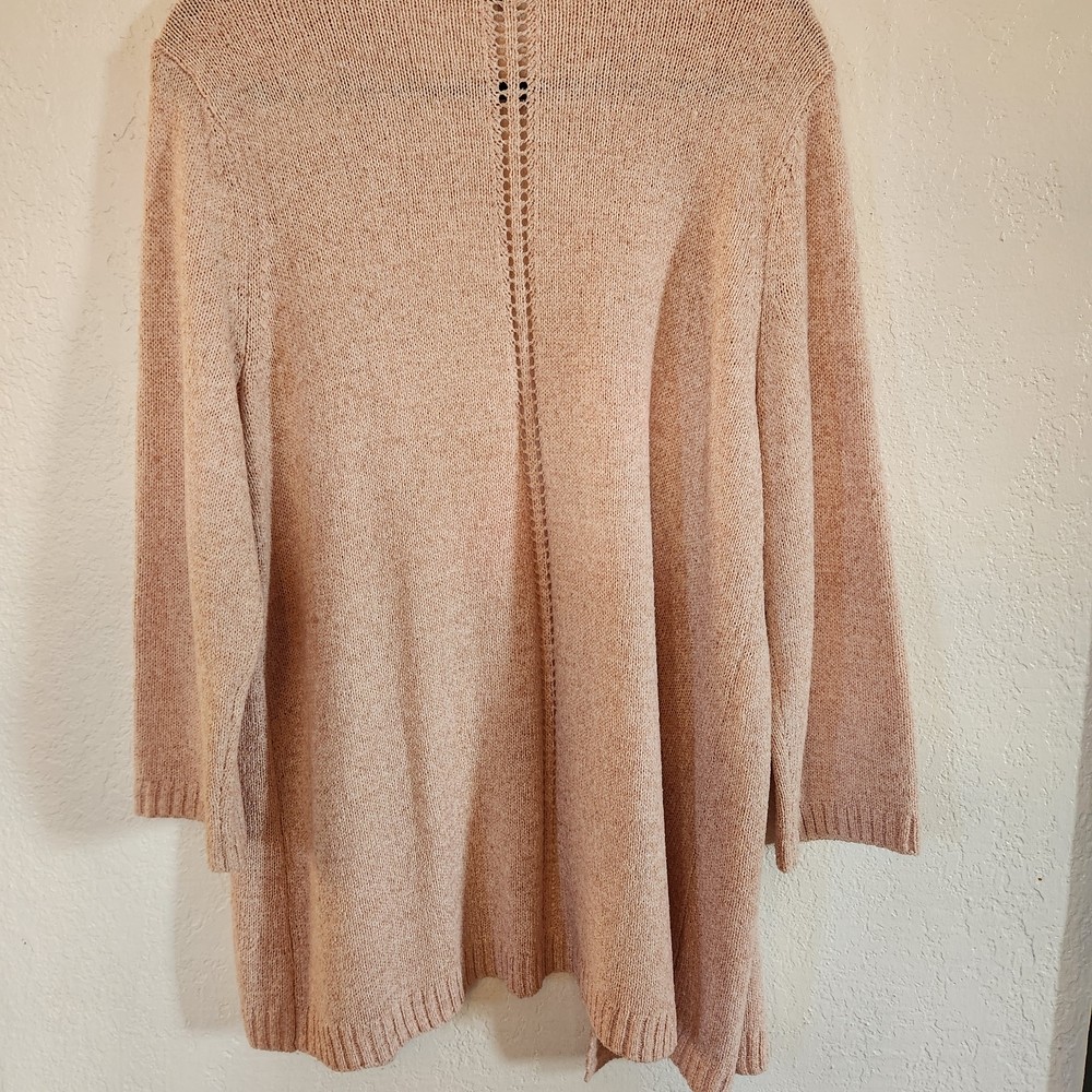 Talbots Linen Blend Pink Open-Front Cardigan Knit Sweater Size XL Spring Weight