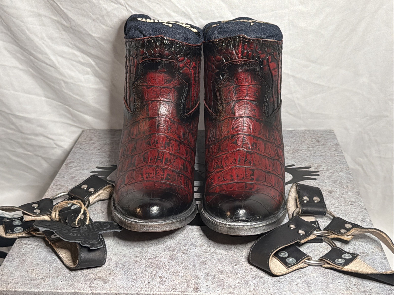FREEBIRD SANTIAGO “RED CROCO” HARNESS ANKLE BOOTS WOMEN’S Size 7