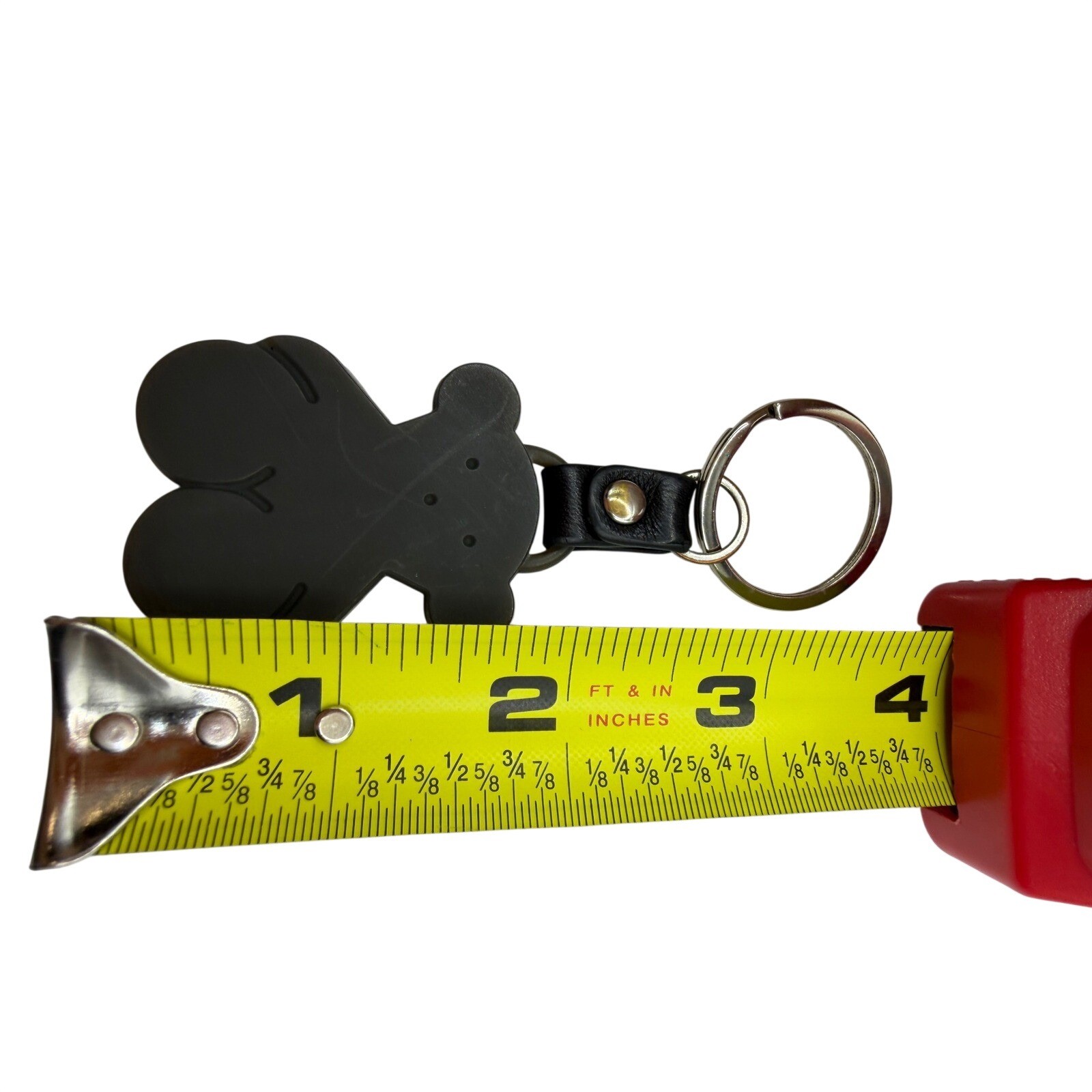 Tous Bear Black Purse Charm Matte Rubber Leather Strap Silver Tone Ring