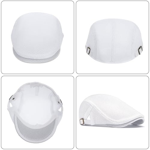 Men’s Mesh Flat Cap, Breathable Summer Newsboy Hat, Adjustable Beret Ivy Cap,