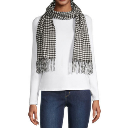 V. Fraas Oblong Scarf, Black/White 925400